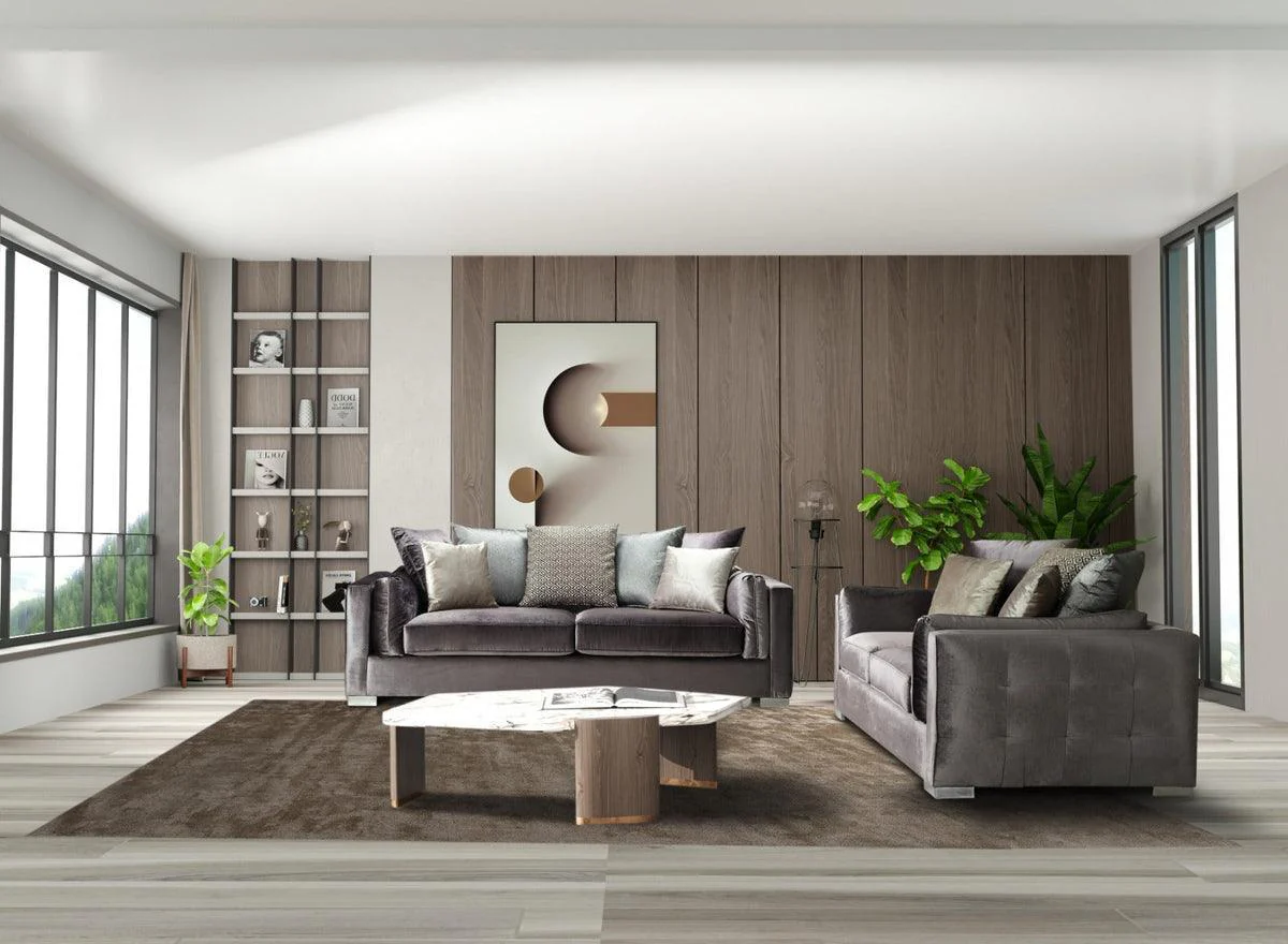 Skylar Gray Velvet Sofa & Loveseat - Image 1
