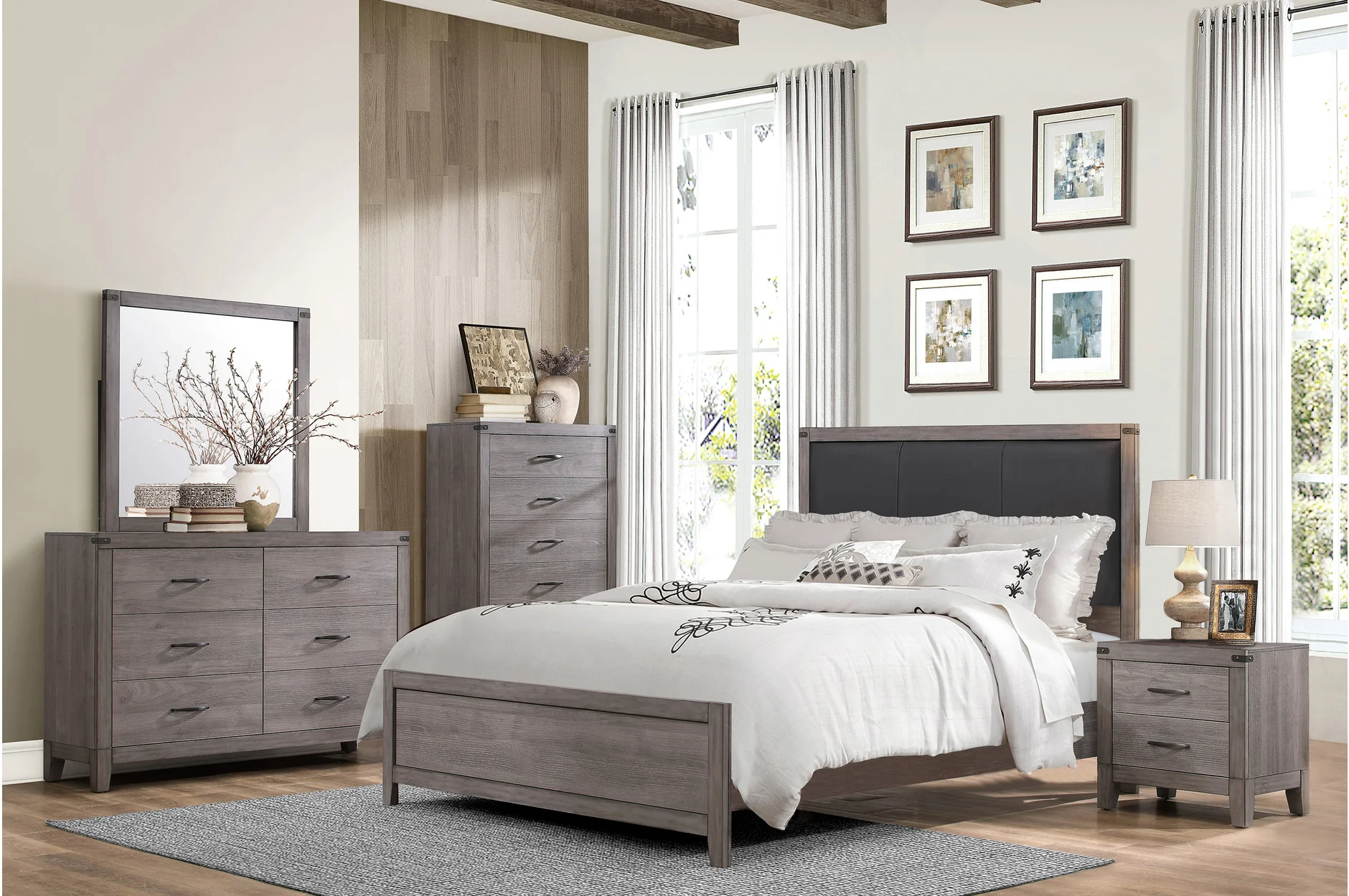 Woodrow Gray Upholstered Panel Bedroom Set - Image 1