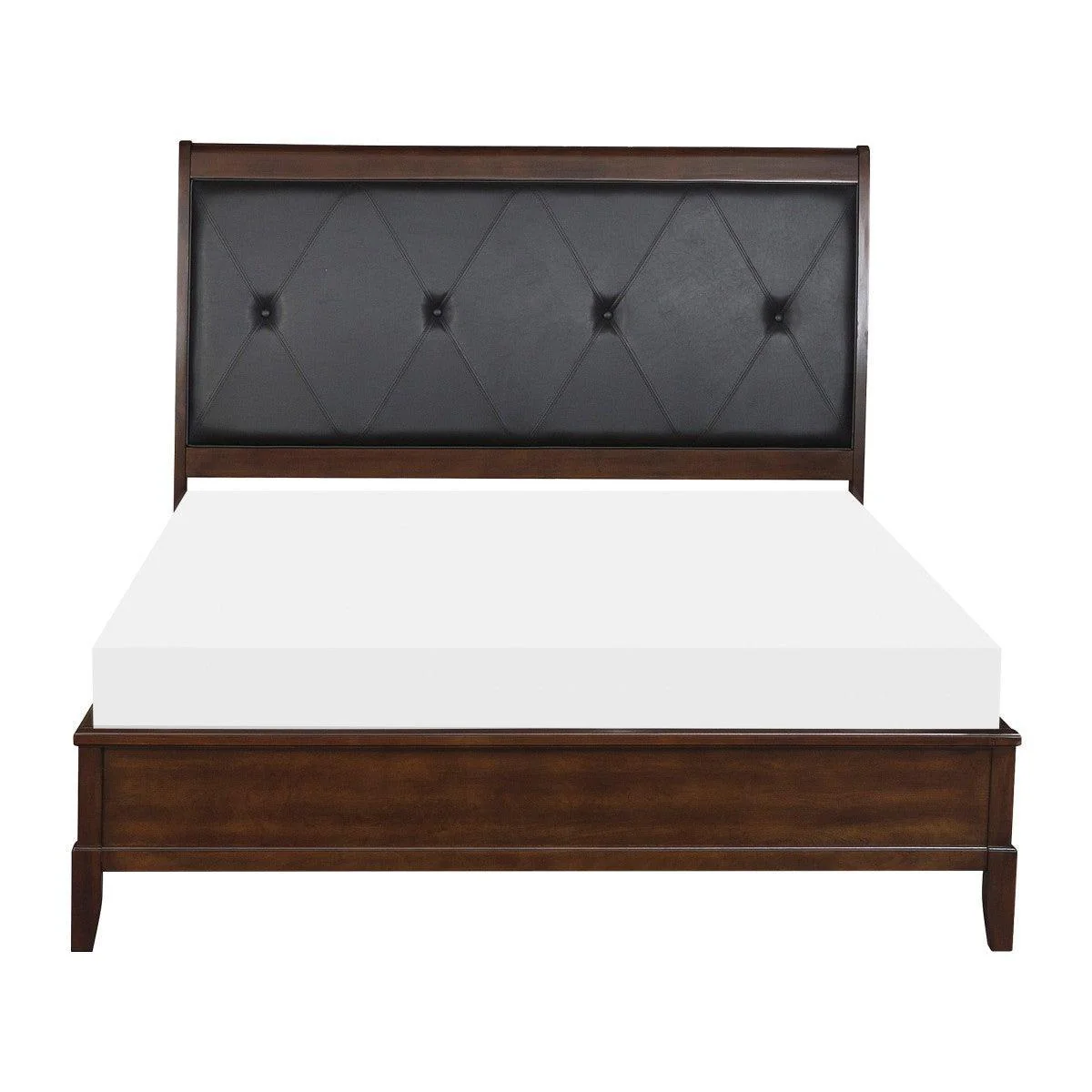 Cotterill Dark Cherry Faux Leather Tufted Panel King Bed - Image 1