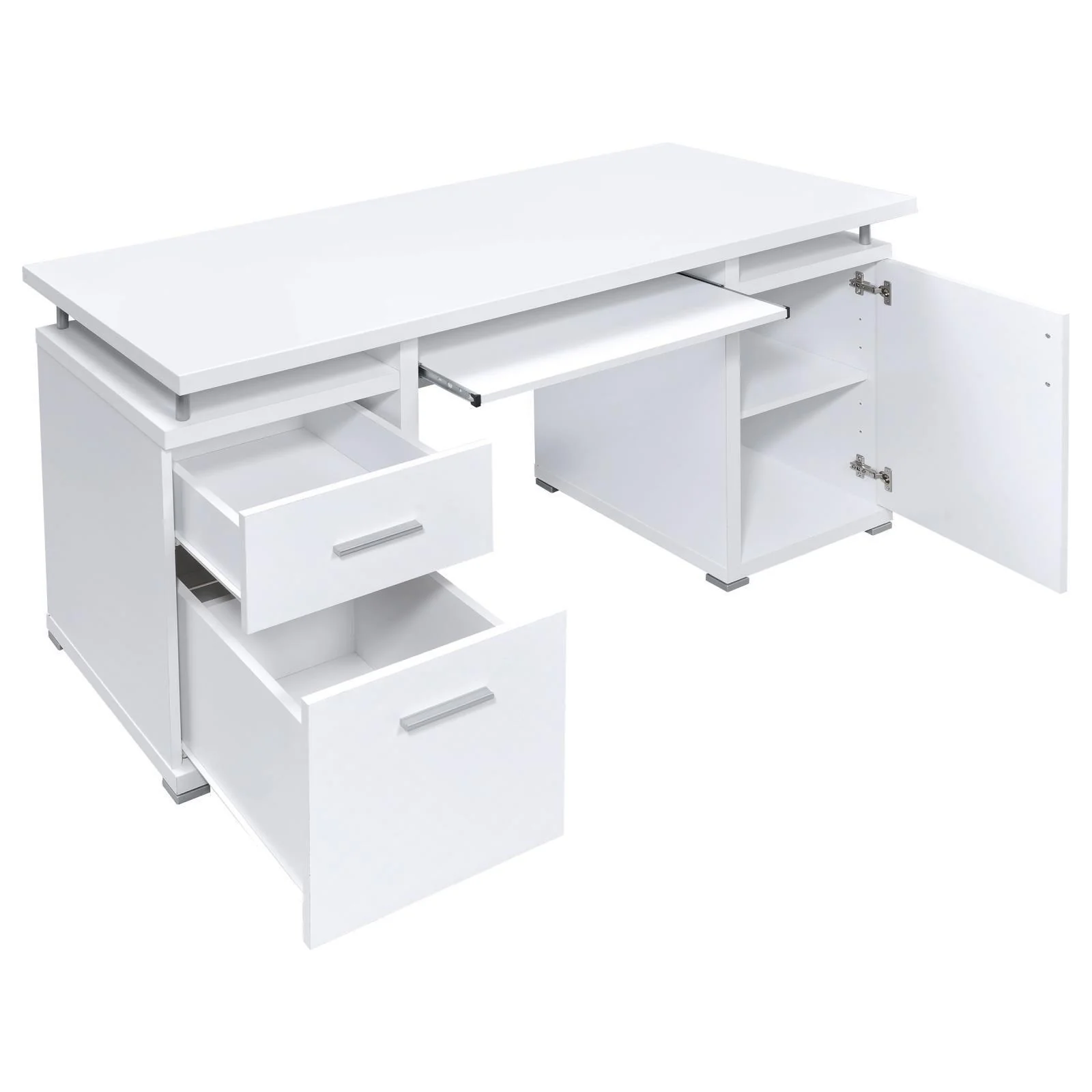 Tracy White Silver Office Desk - Image 3
