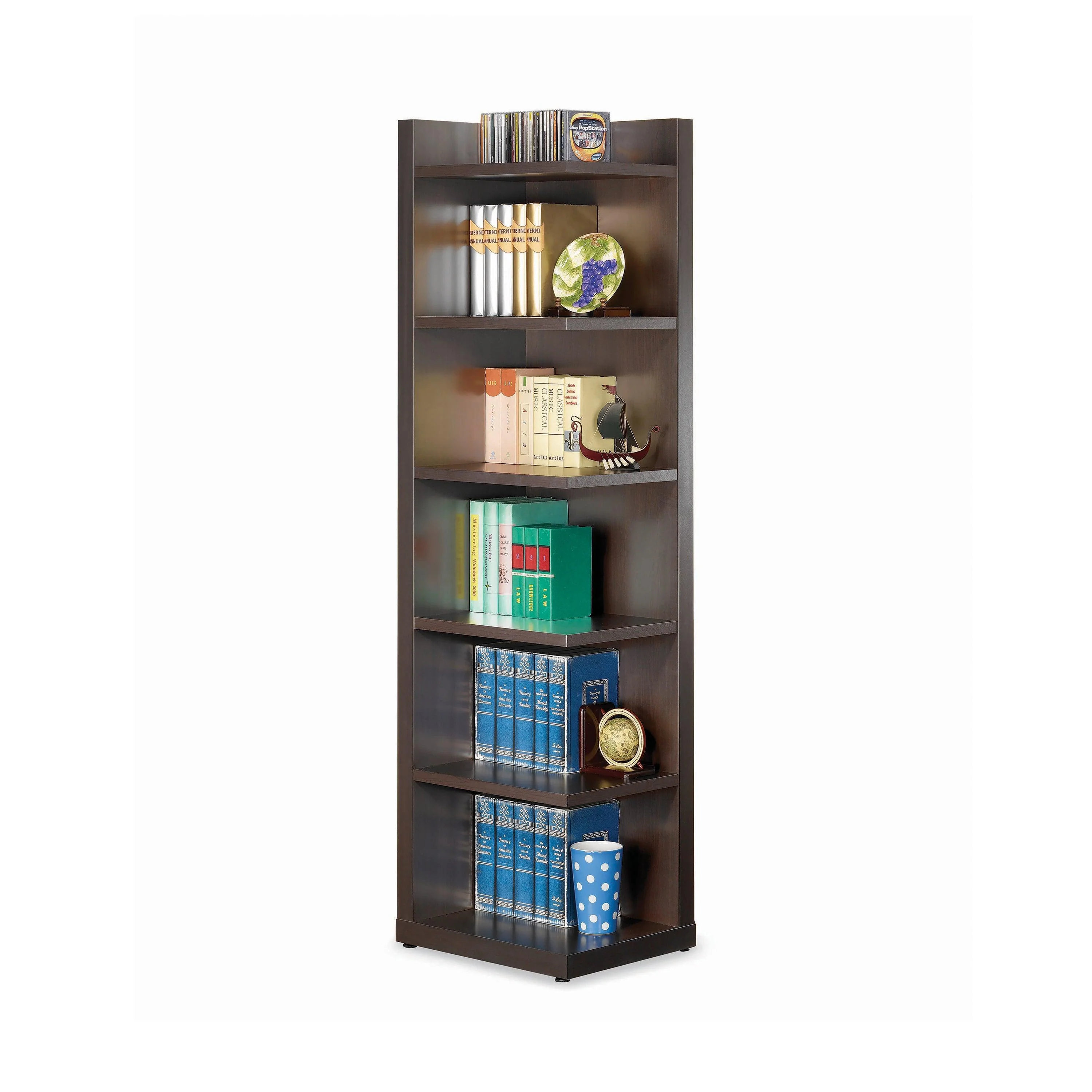 Pinckard 6 tier Corner Bookcase Cappuccino - Image 2