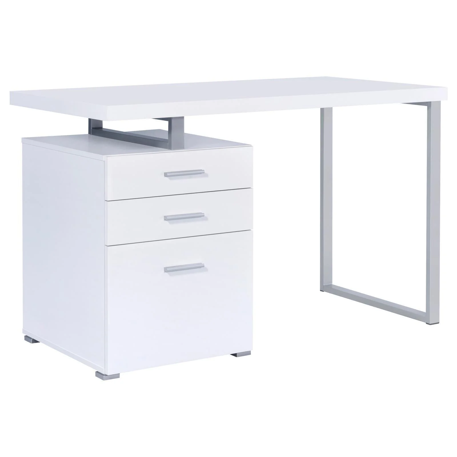 Brennan White Gray Silver Office Desk - Image 2