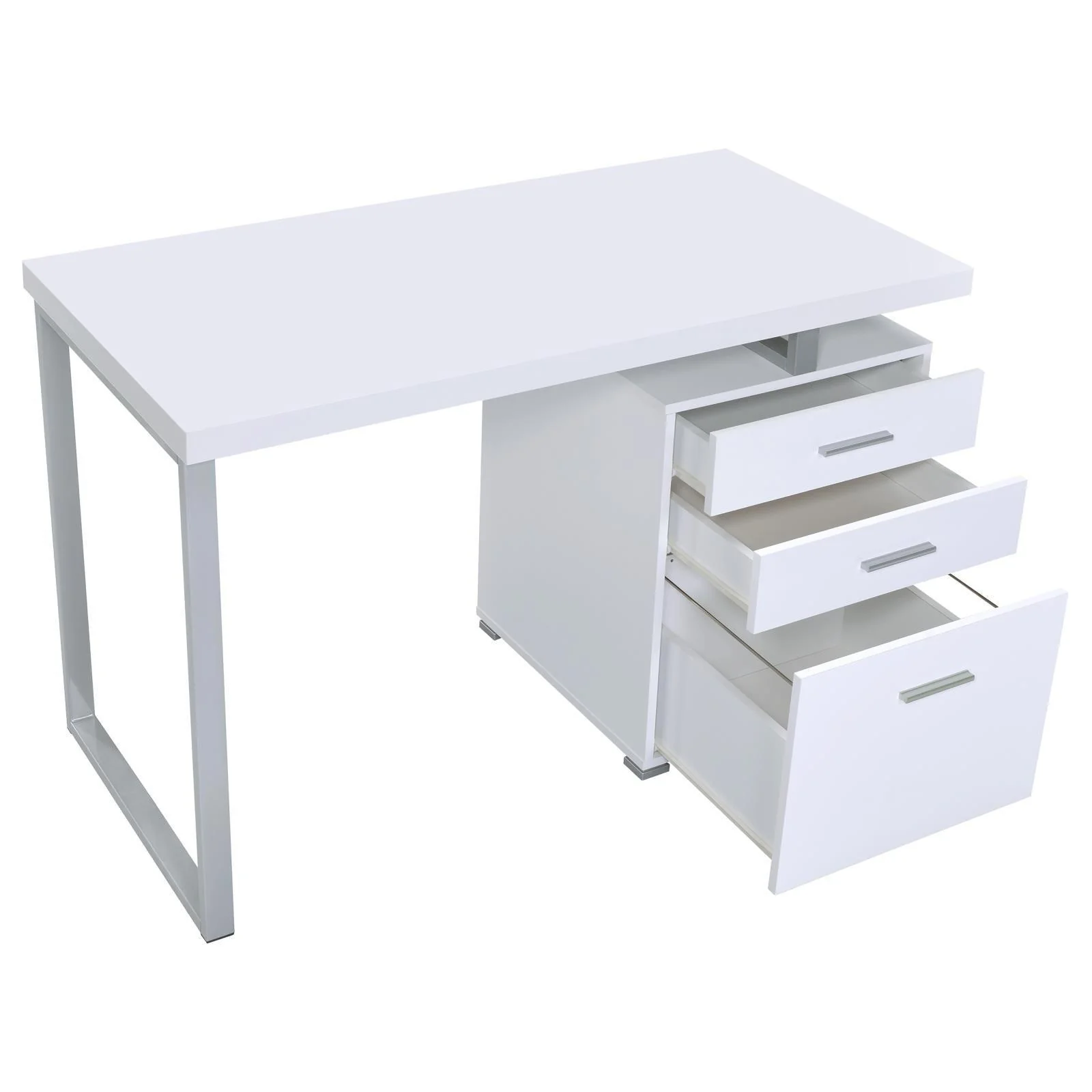 Brennan White Gray Silver Office Desk - Image 3