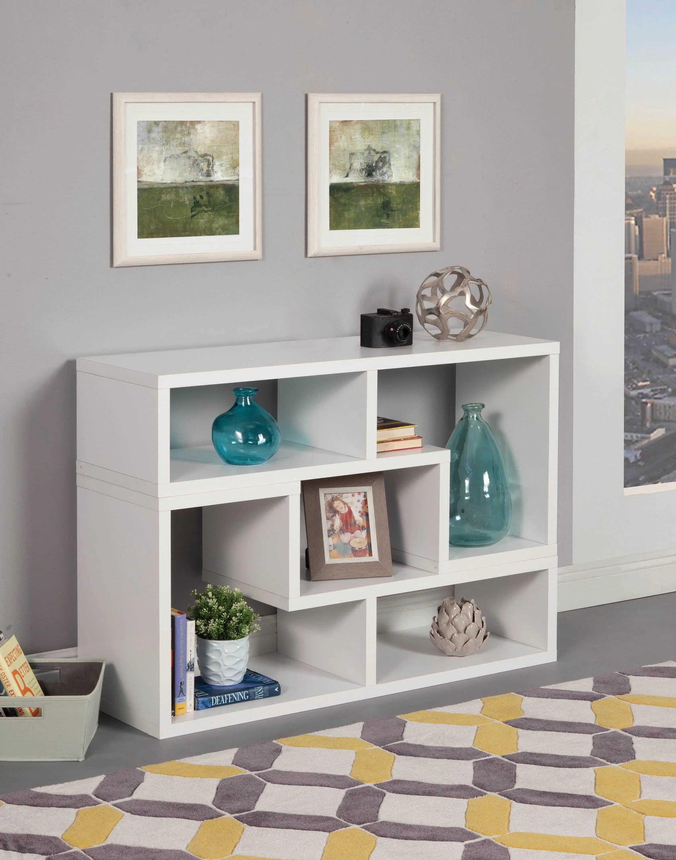 Velma Convertible TV Console Bookcase White - Image 3