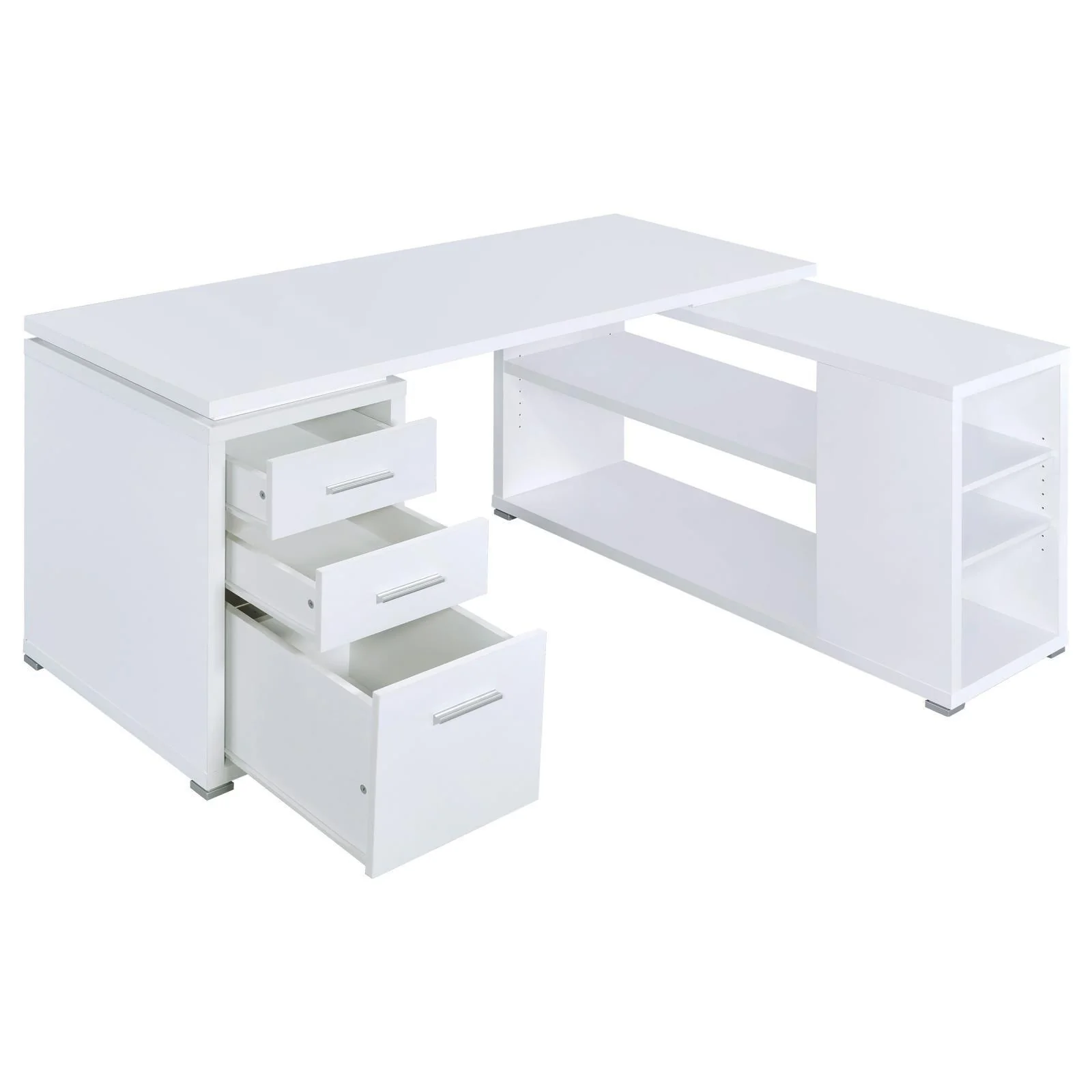 Yvette White L shape Office Desk - Image 3
