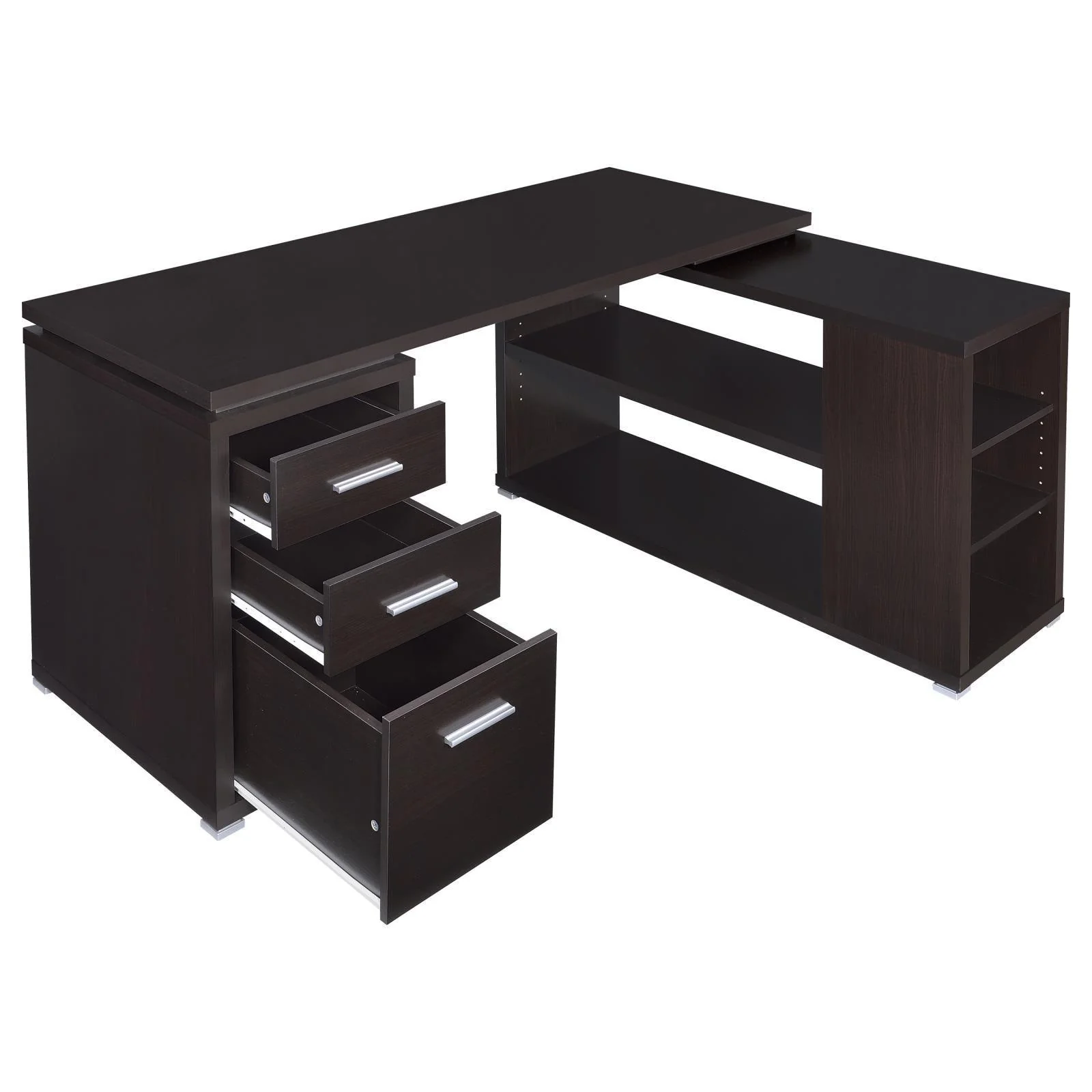 Yvette Warm Cappucino L shape Office Desk - Image 3