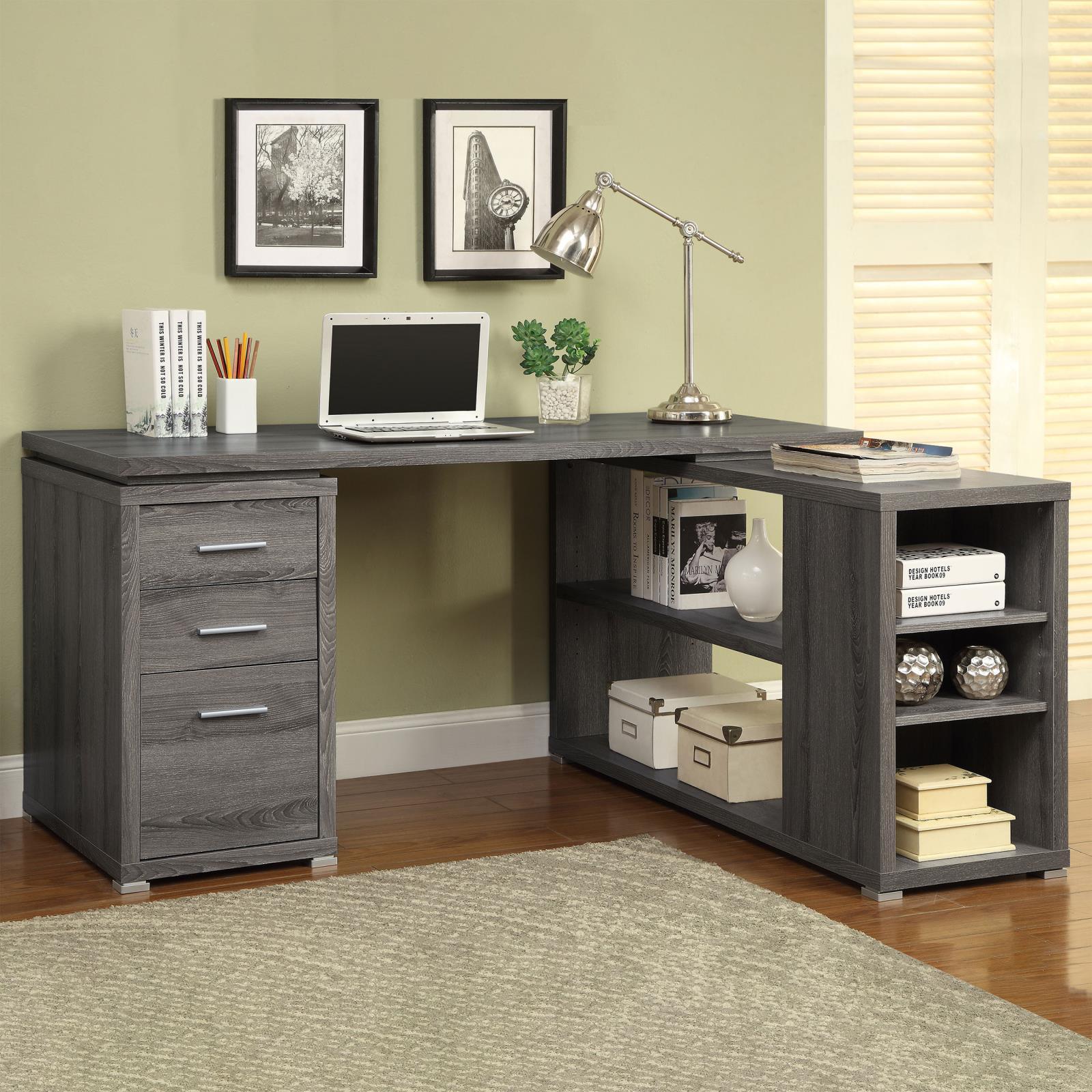 Yvette Natural Gray L shape Office Desk - Image 1