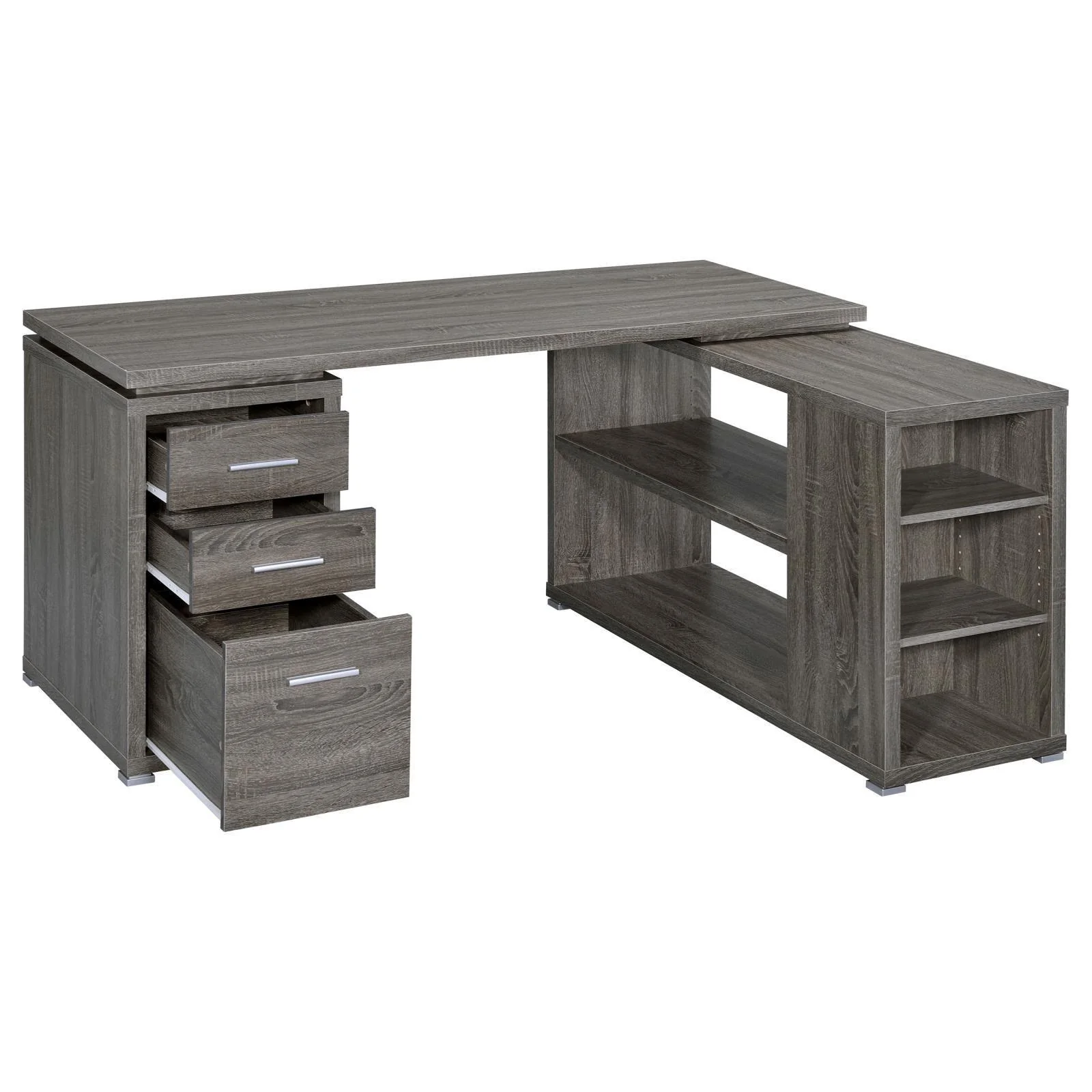 Yvette Natural Gray L shape Office Desk - Image 3