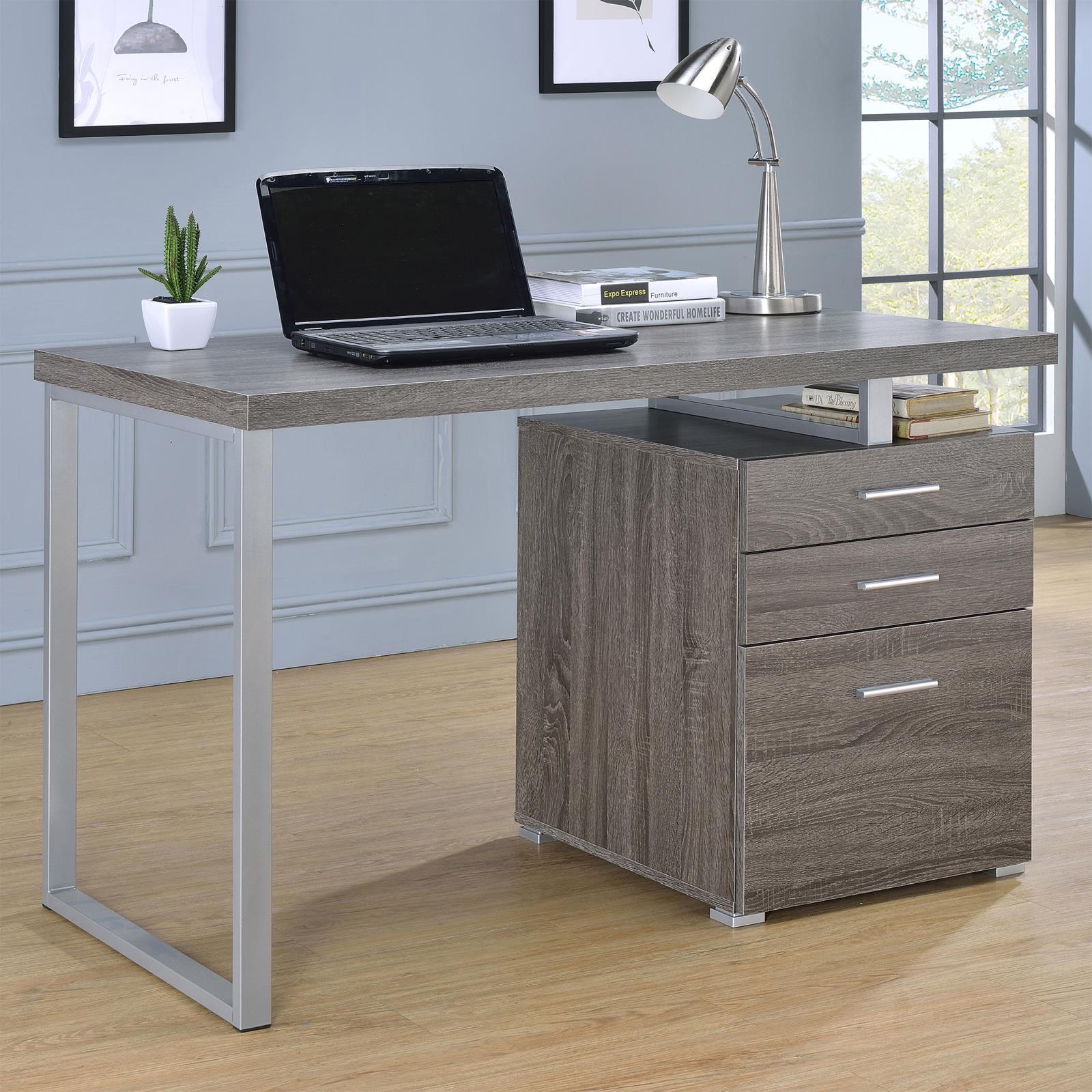 Brennan Light Gray Driftwood Desk Office - Image 1