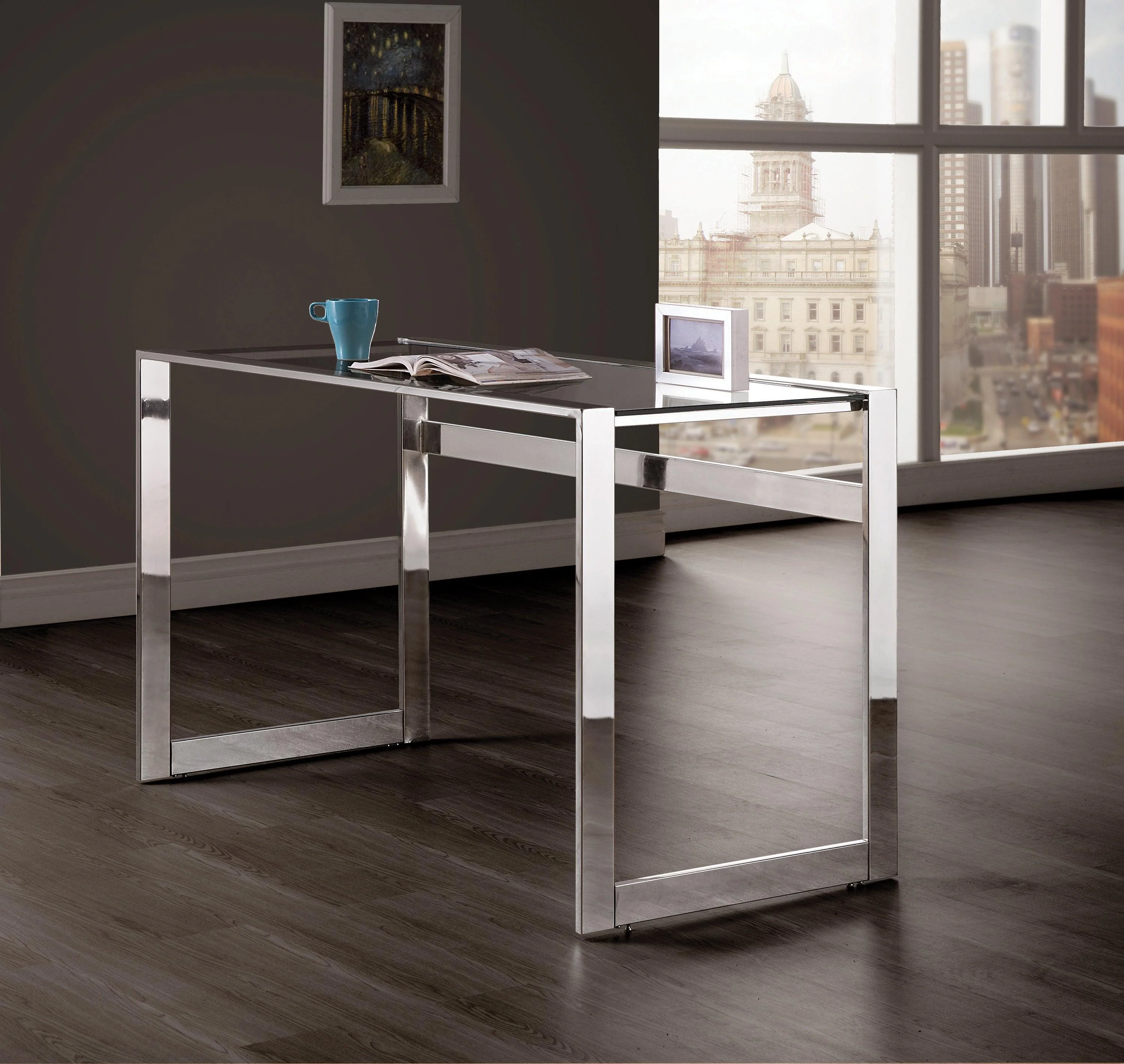 Hartford Glass Shelf Bookcase Chrome - Image 3
