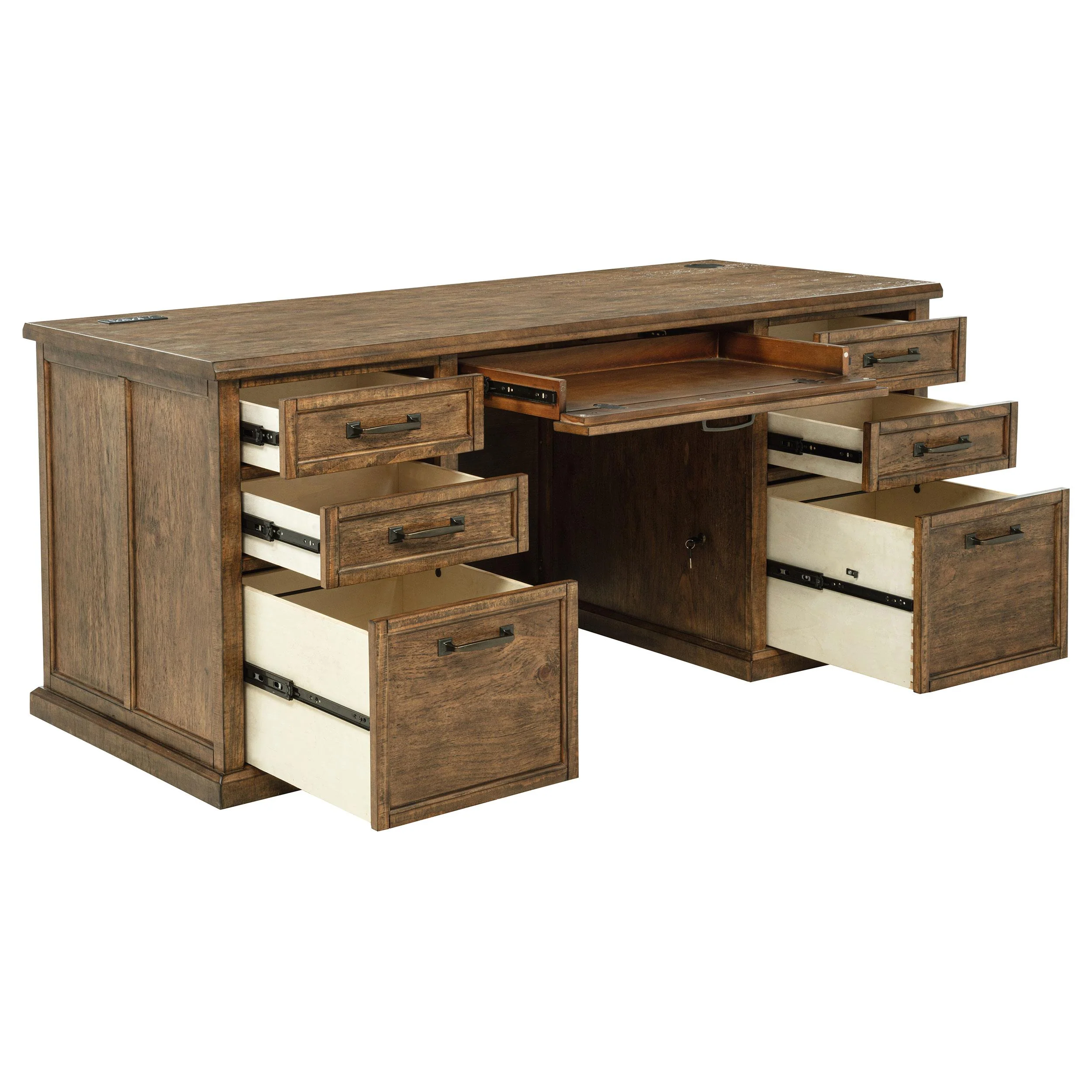 Altidore 68-inch 7-drawer Executive Home Office Desk Distressed Brown - Image 2