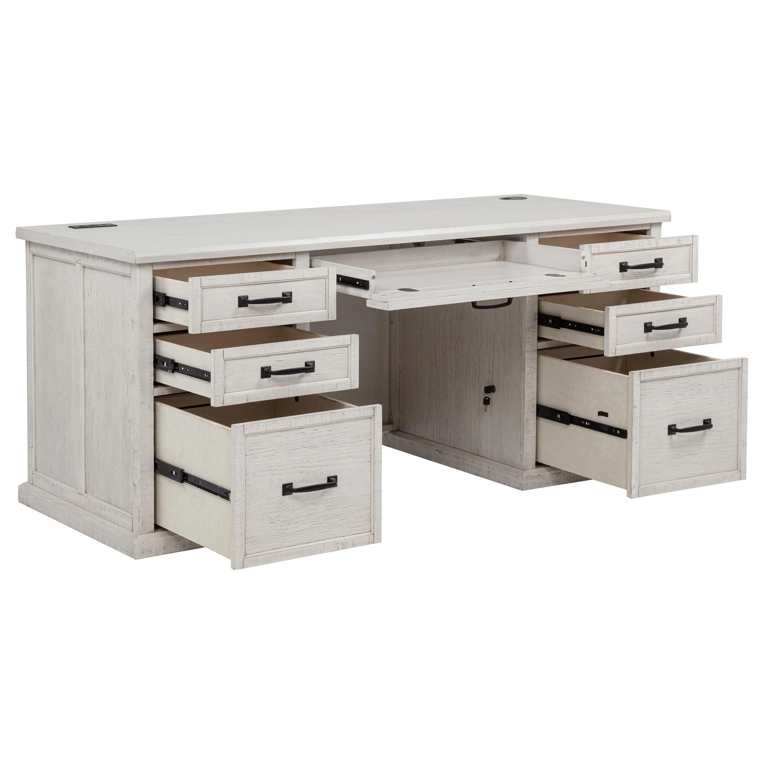 Altidore 68-inch 7-drawer Executive Home Office Desk Distressed White - Image 2