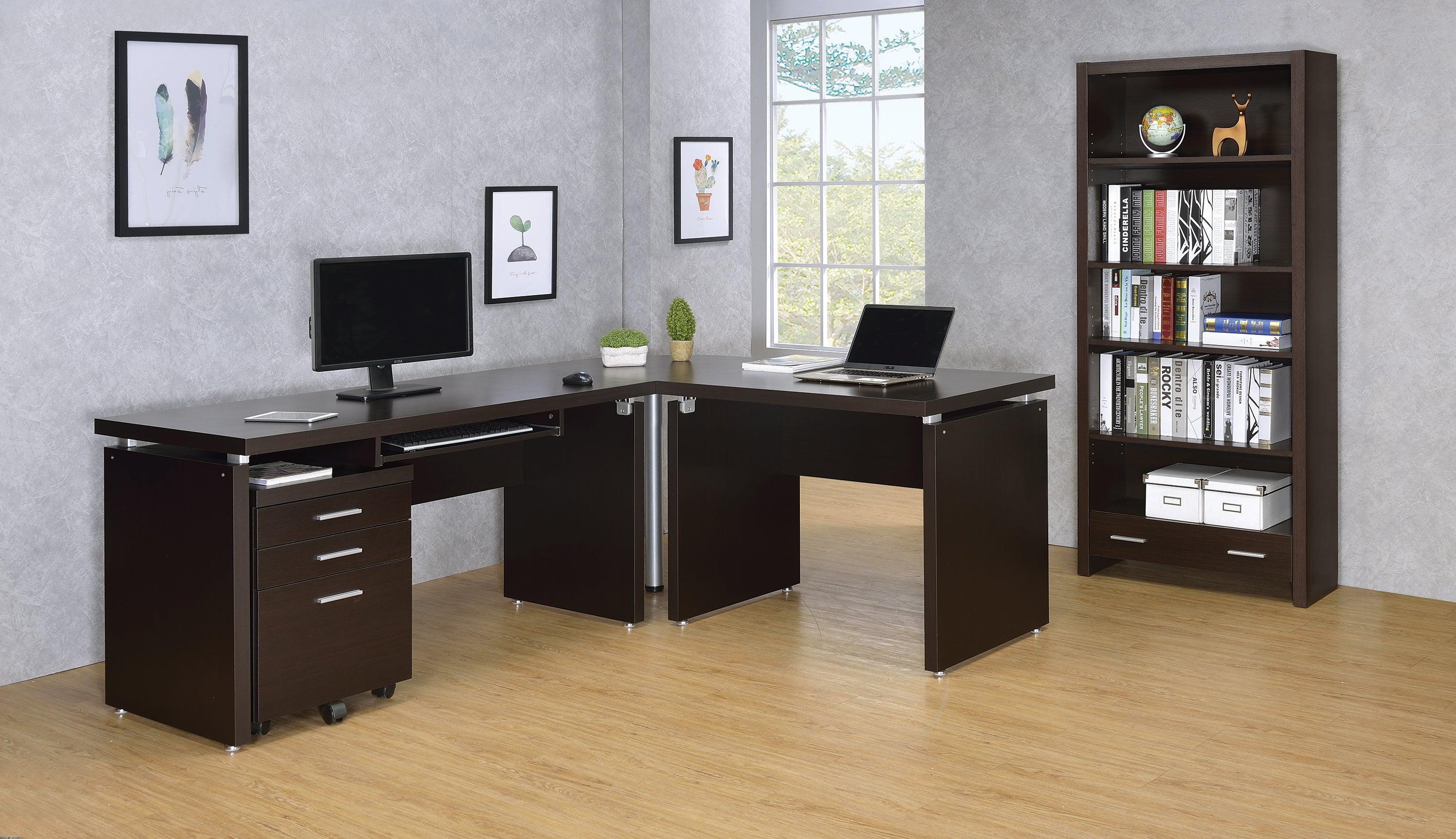 Skylar 5 Shelf Bookcase With Storage Drawer Cappuccino - Image 2