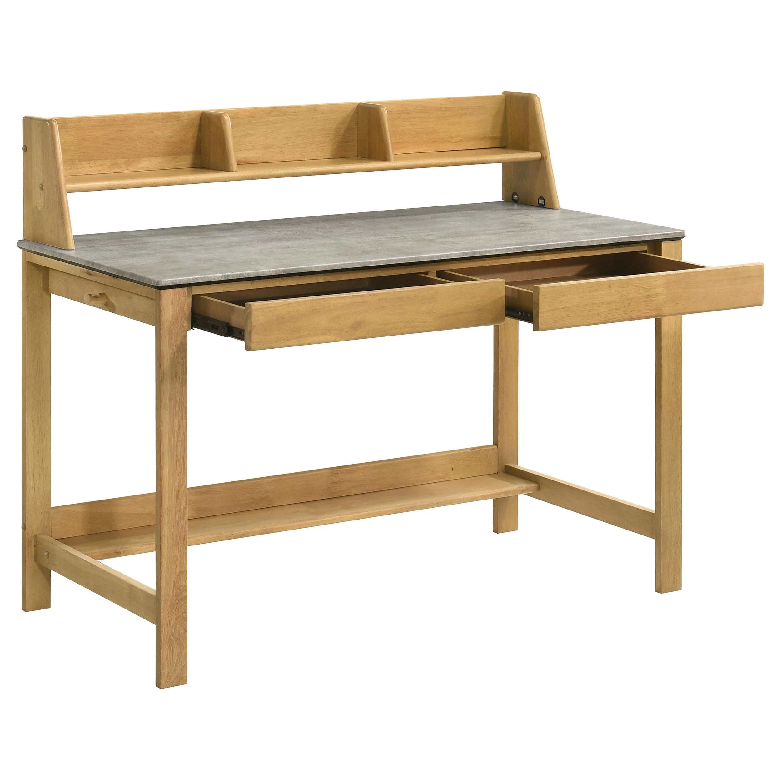 Besler 47-inch SmartTop Writing Desk with Shelf Cement and Natural - Image 3