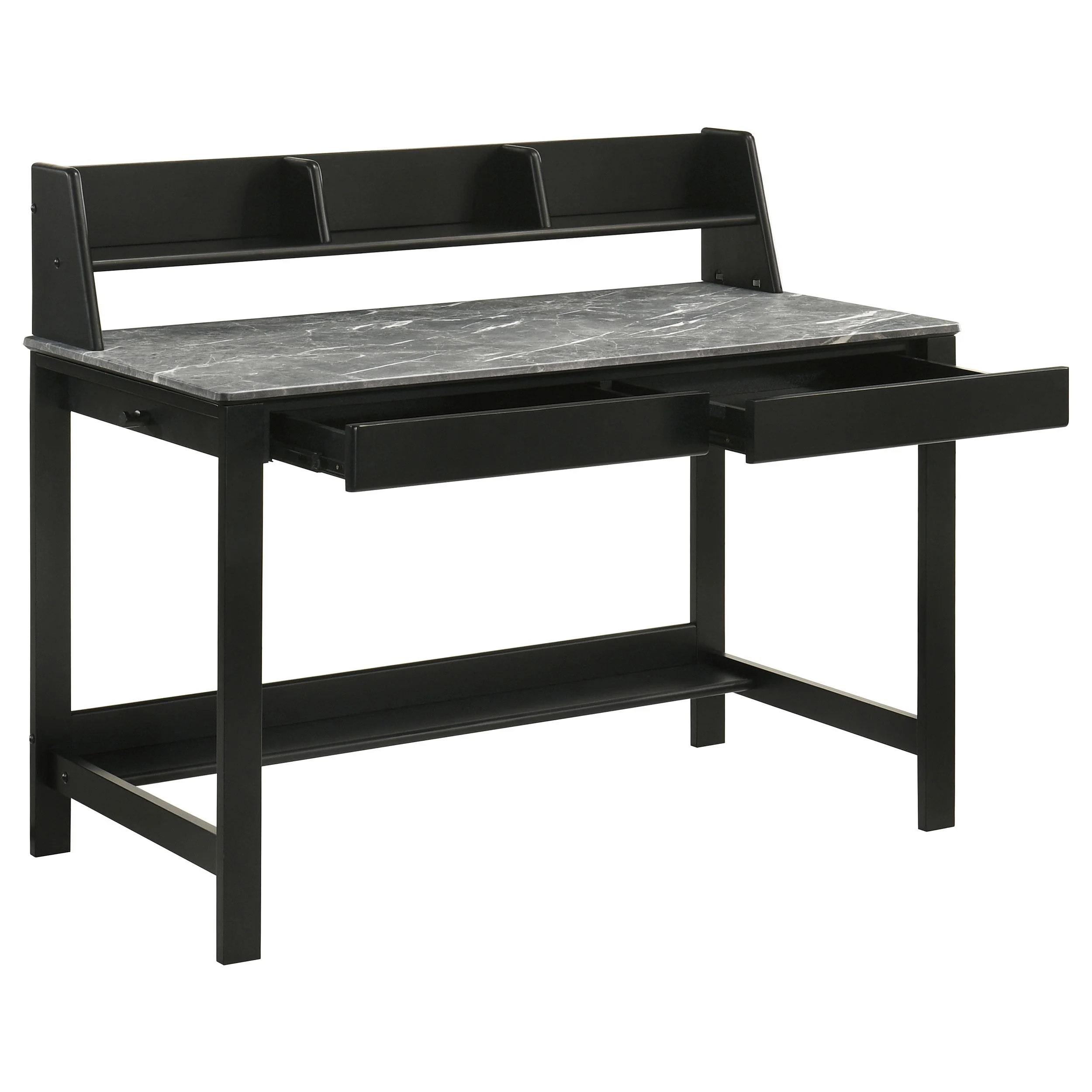 Besler 47-inch SmartTop Writing Desk with Shelf Grey Stone and Black - Image 3