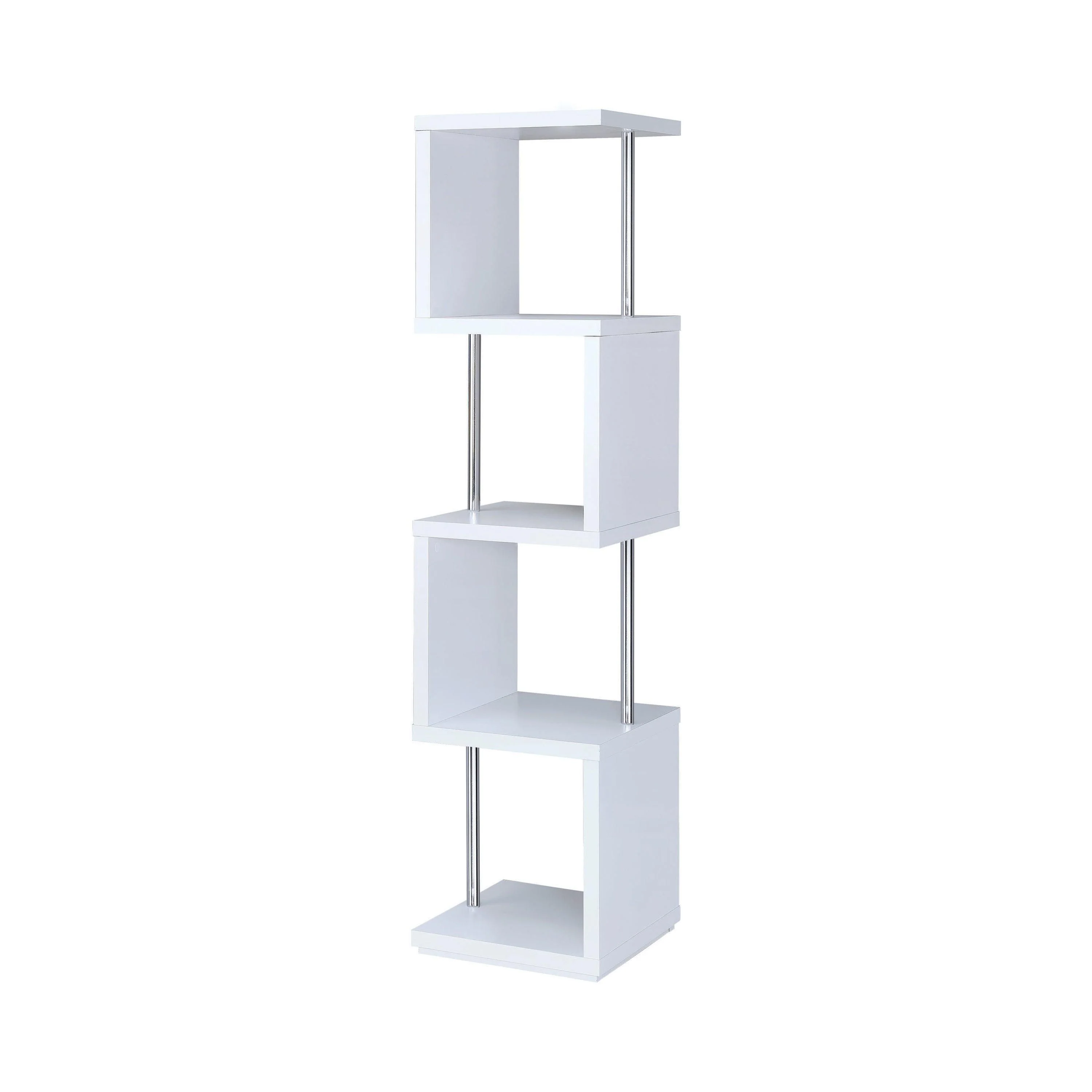 Baxter 4 Shelf Bookcase White Chrome - Image 2