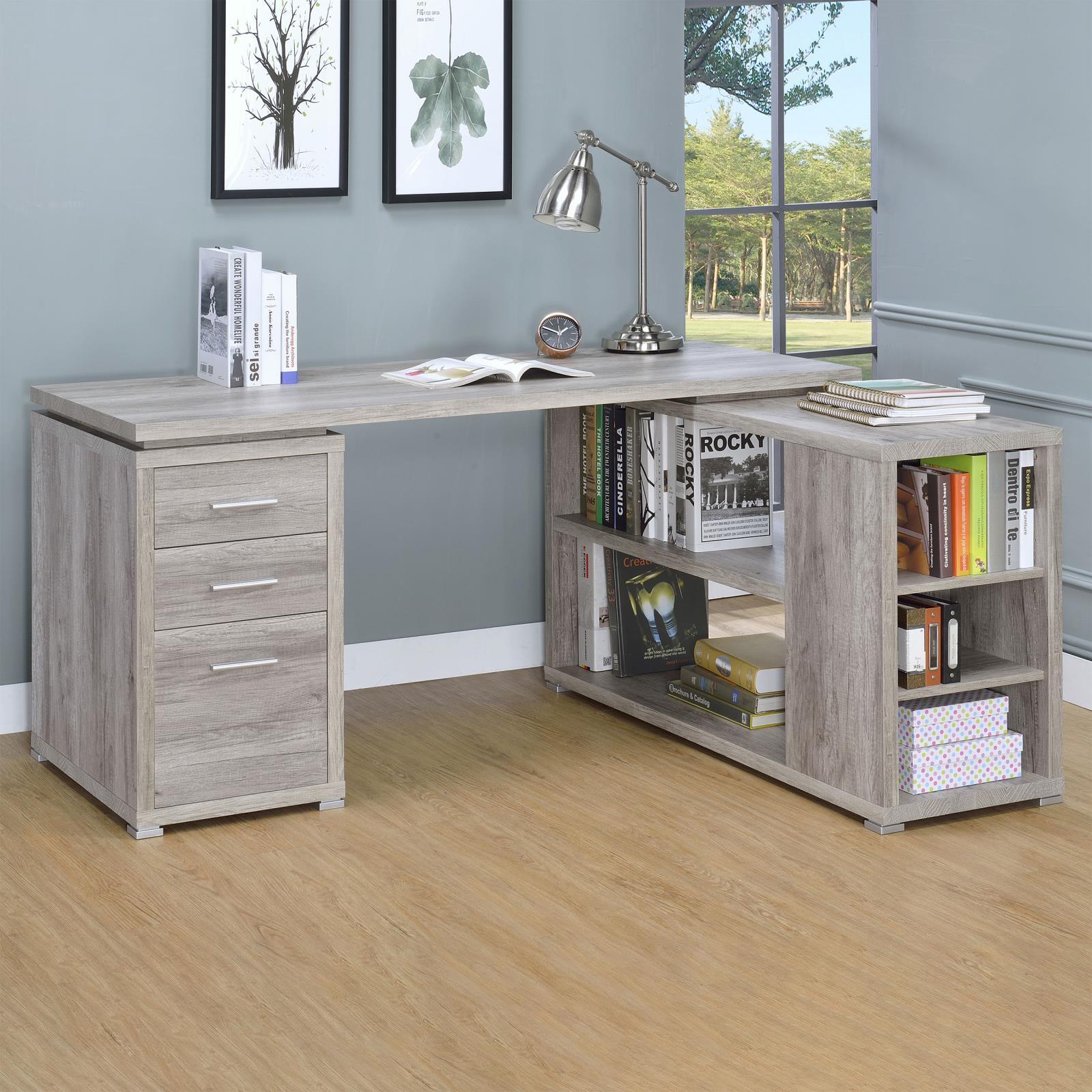 Yvette Naturak Driftwood L shape Office Desk - Image 1