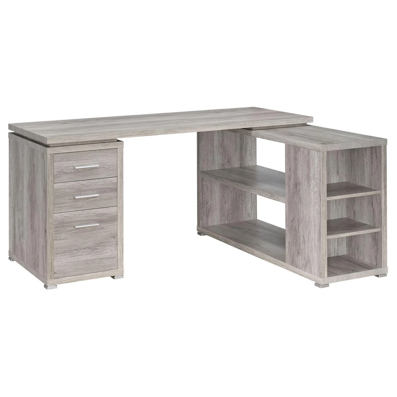 Yvette Naturak Driftwood L shape Office Desk - Image 2