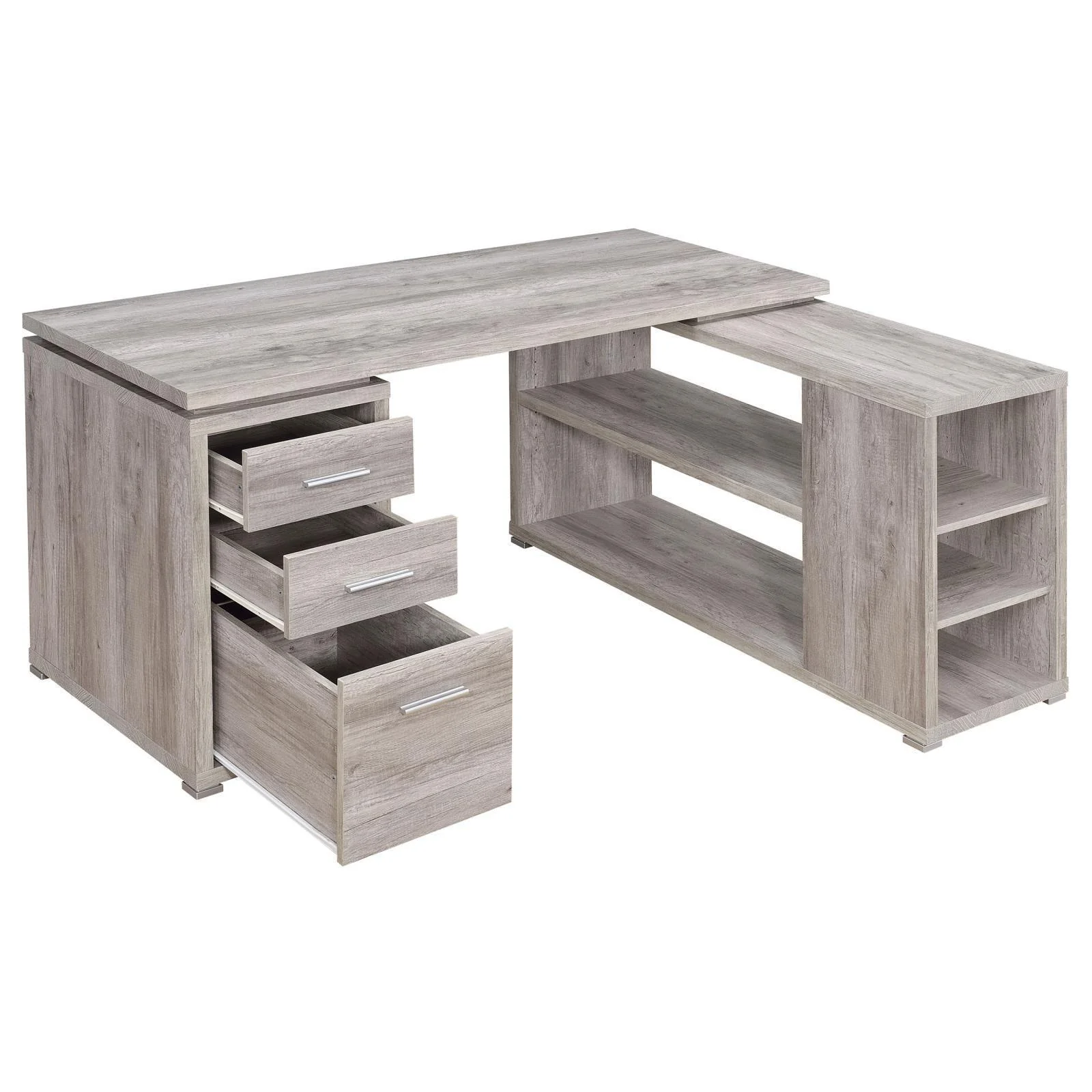 Yvette Naturak Driftwood L shape Office Desk - Image 3