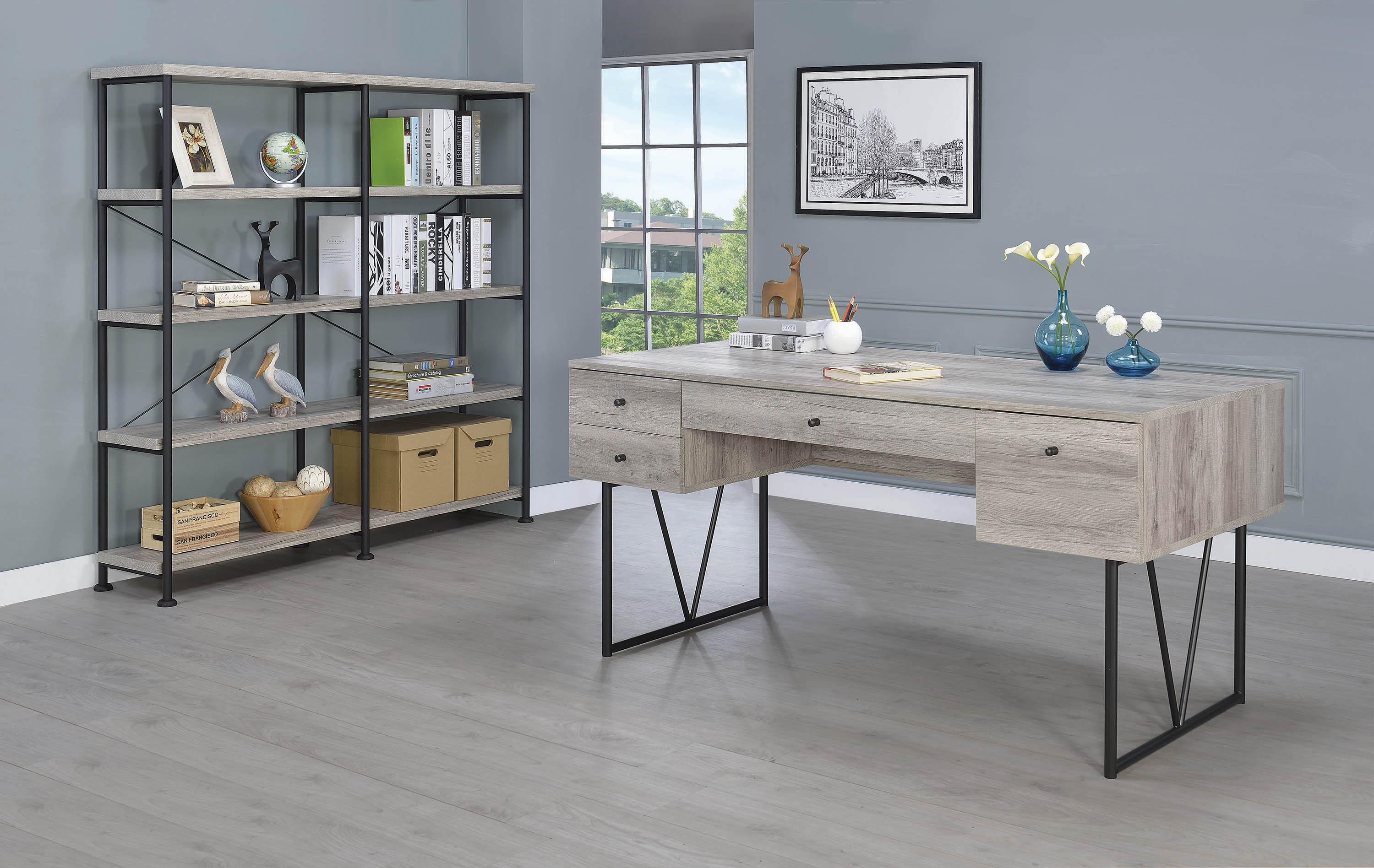Analiese 4 Shelf Open Bookcase Gray Driftwood - Image 2