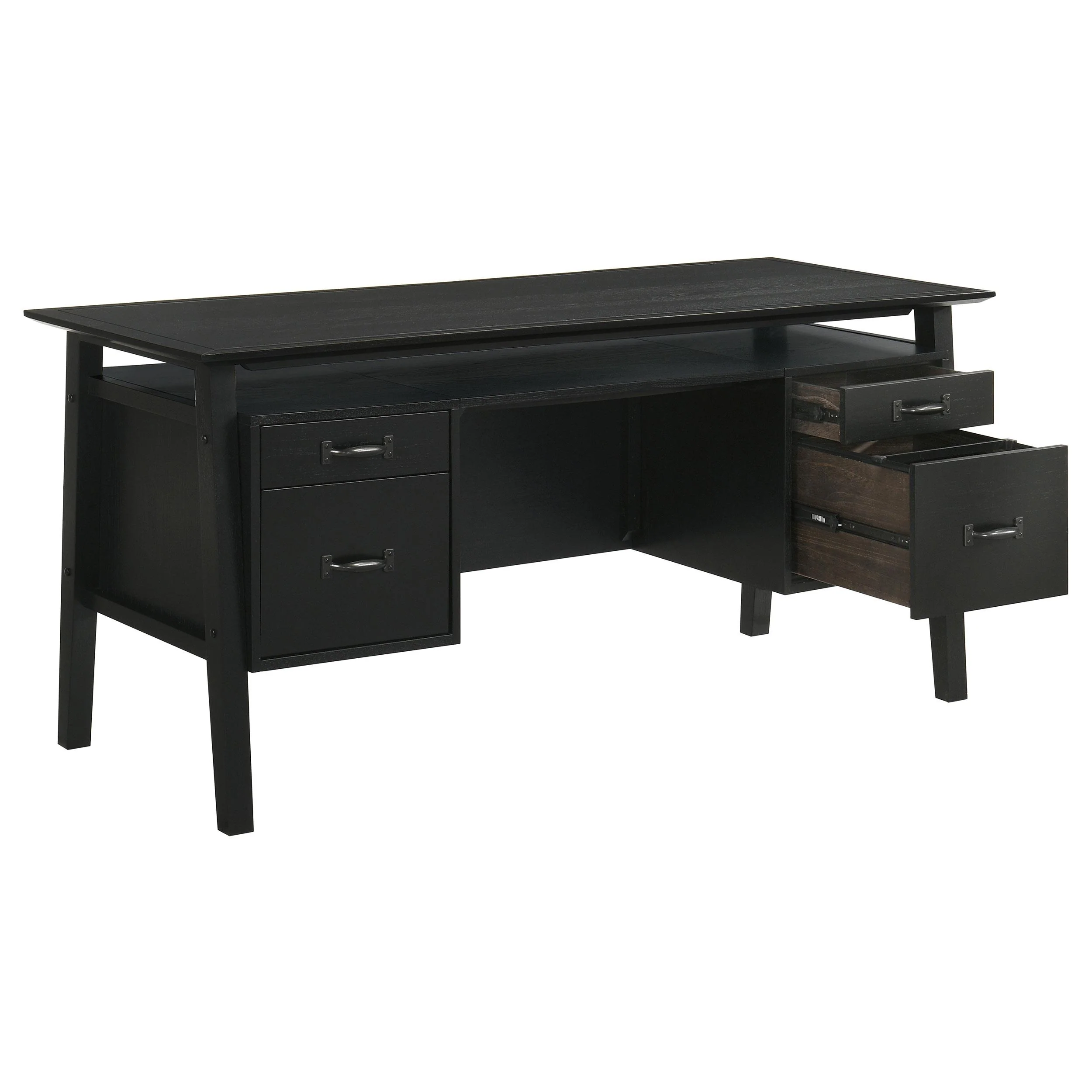 Goodson 64-inch 4-Drawer Double Pedestal Computer Desk Black - Image 2