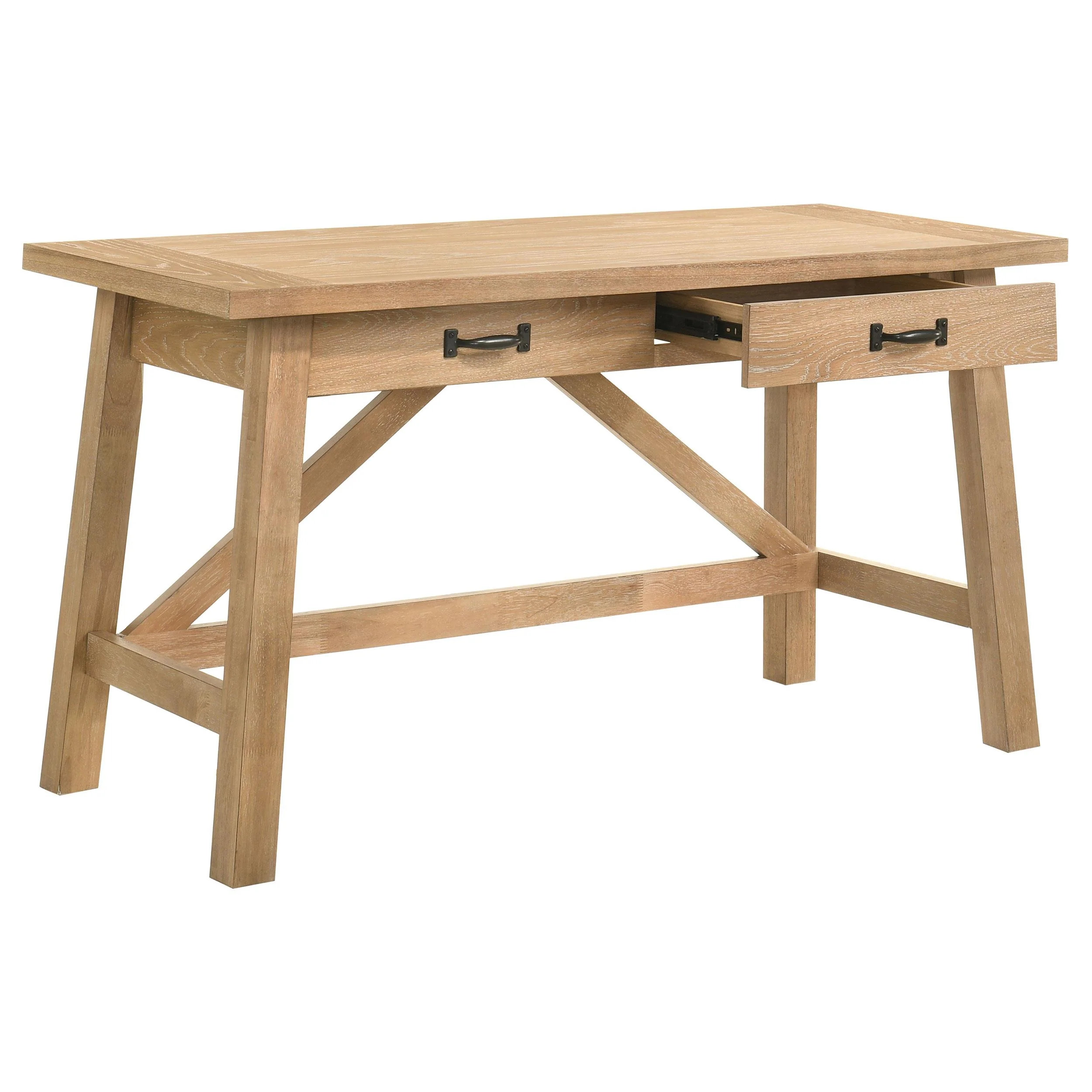 Fabian 54-inch 2-drawer Computer Writing Desk Distressed Light Brown - Image 2