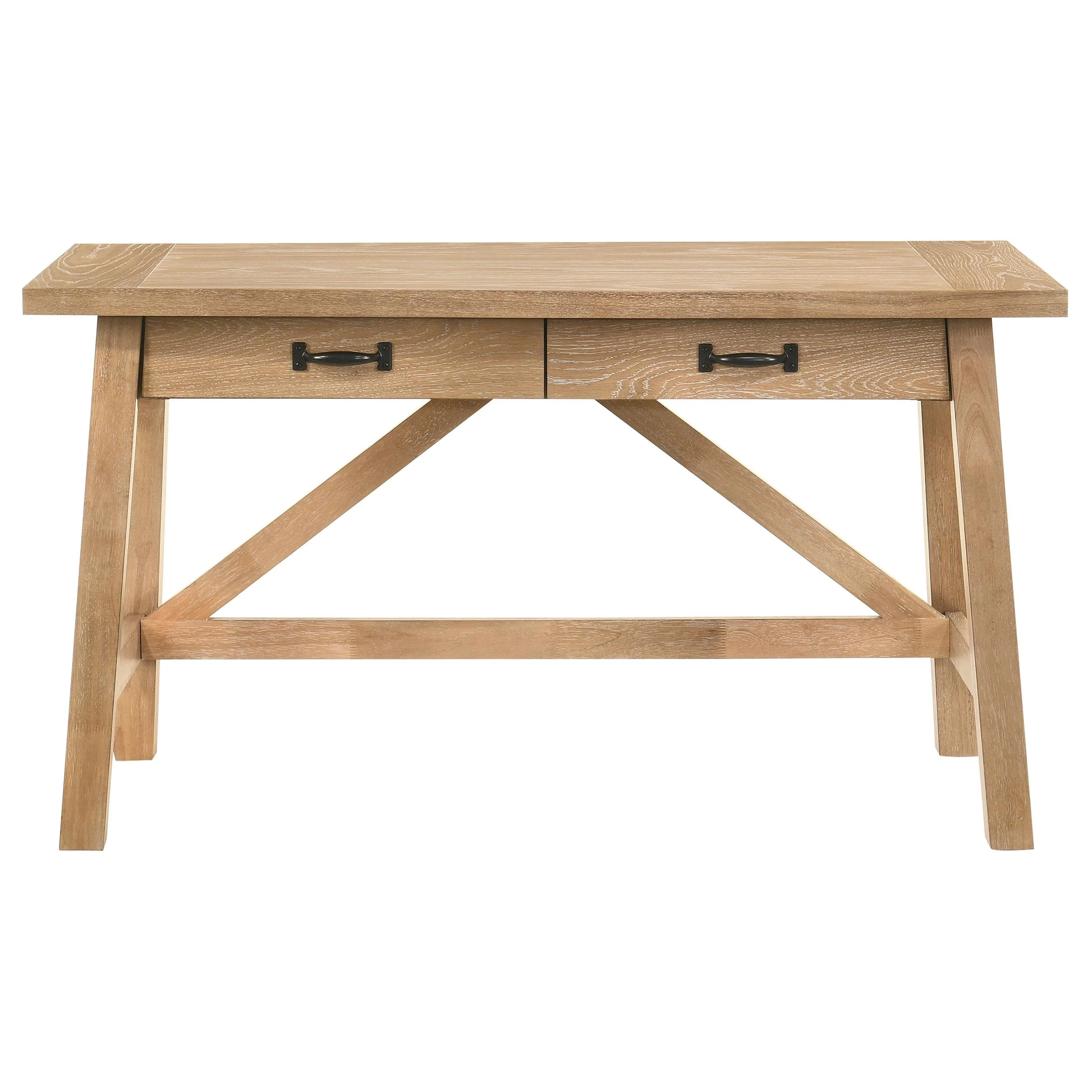 Fabian 54-inch 2-drawer Computer Writing Desk Distressed Light Brown - Image 3