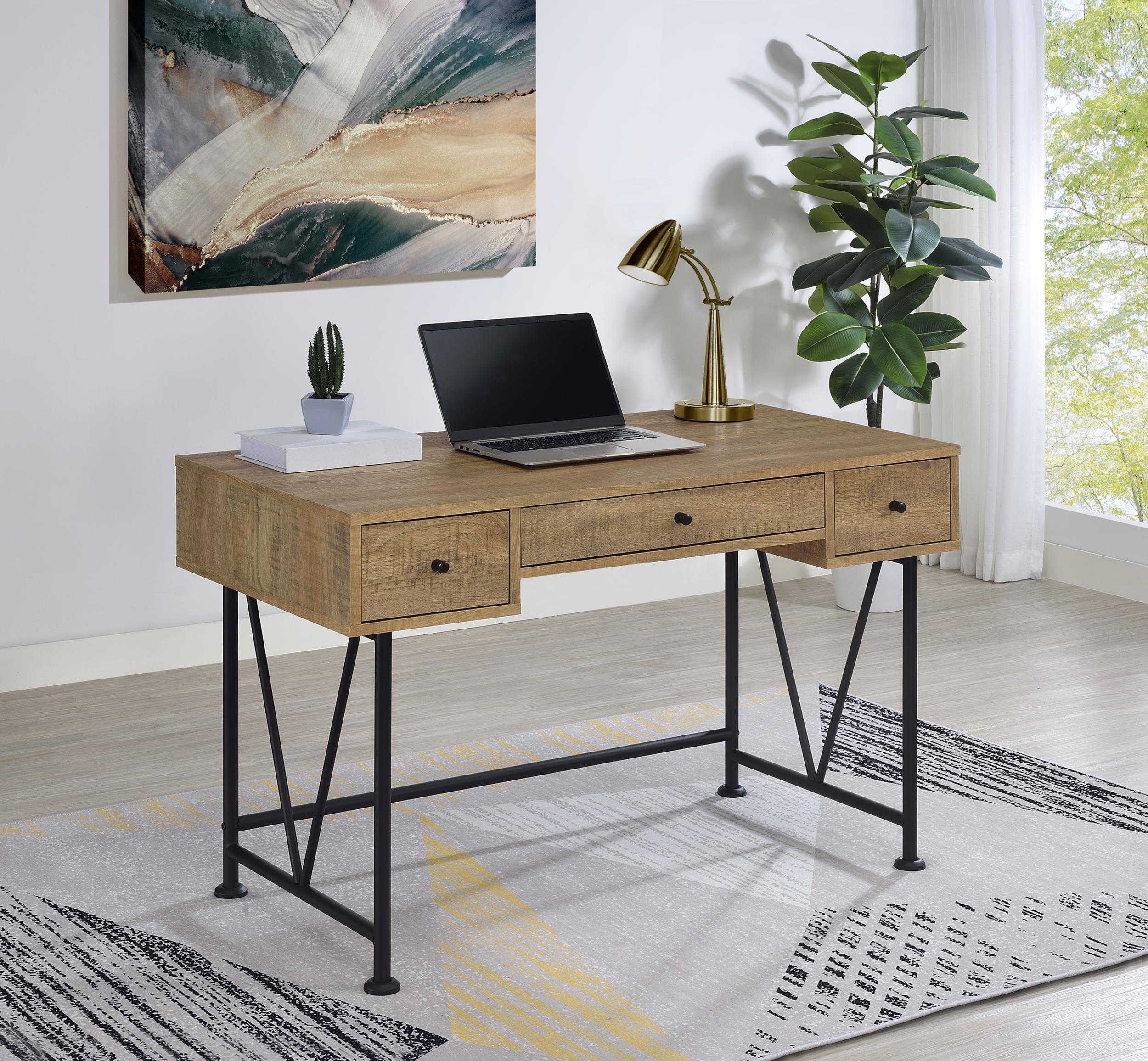 Analiese 47-inch 3-drawer Writing Desk Mango - Image 2
