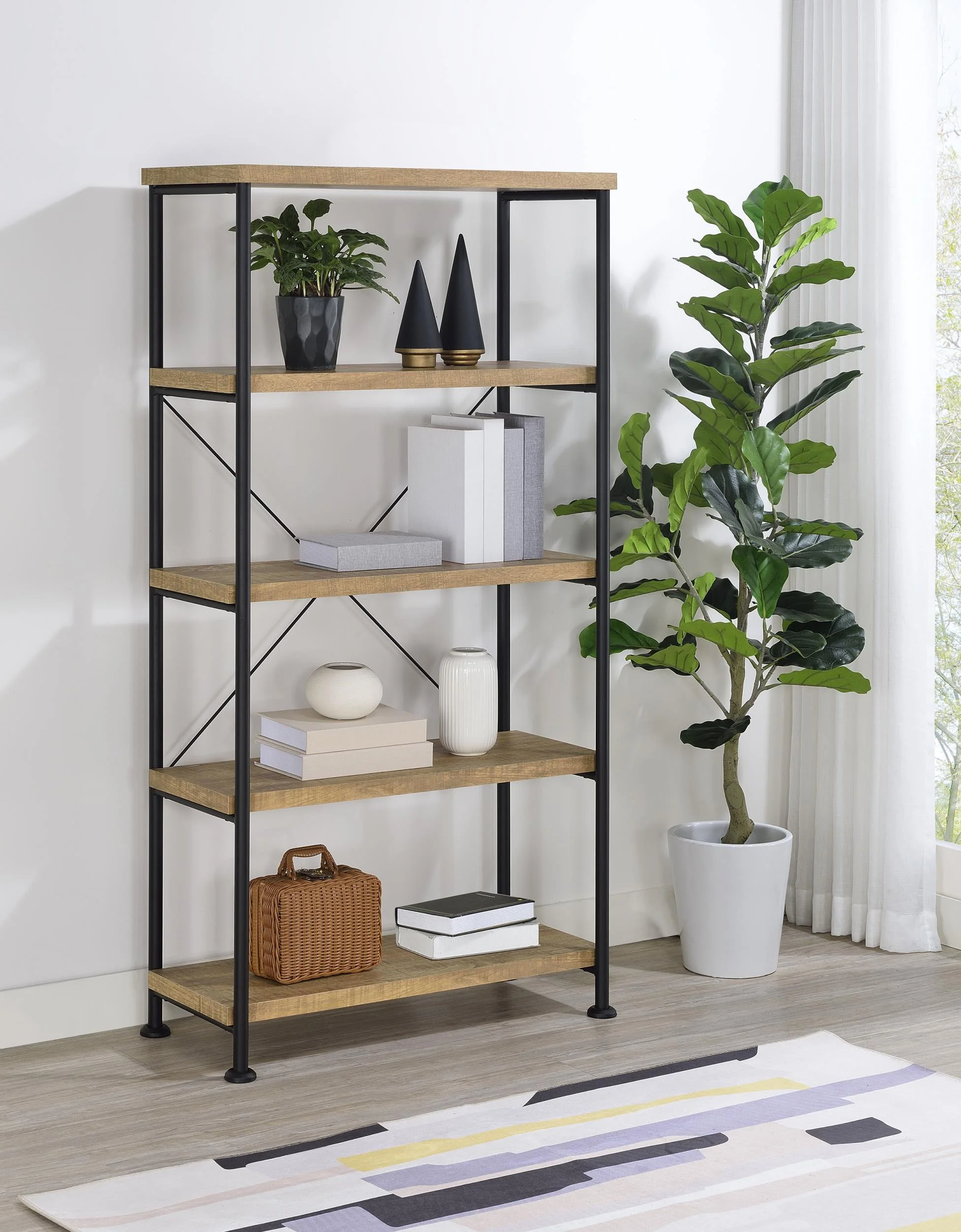 Analiese 63-inch 4-shelf Bookshelf Mango - Image 2