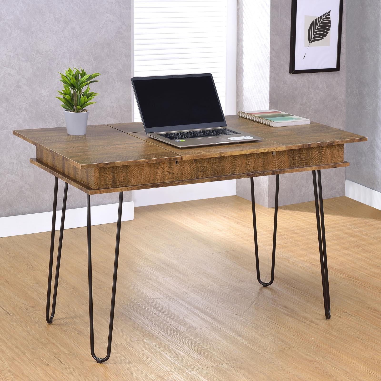 Sheeran Rustic Amber Writing Desk W Outlet - Image 1