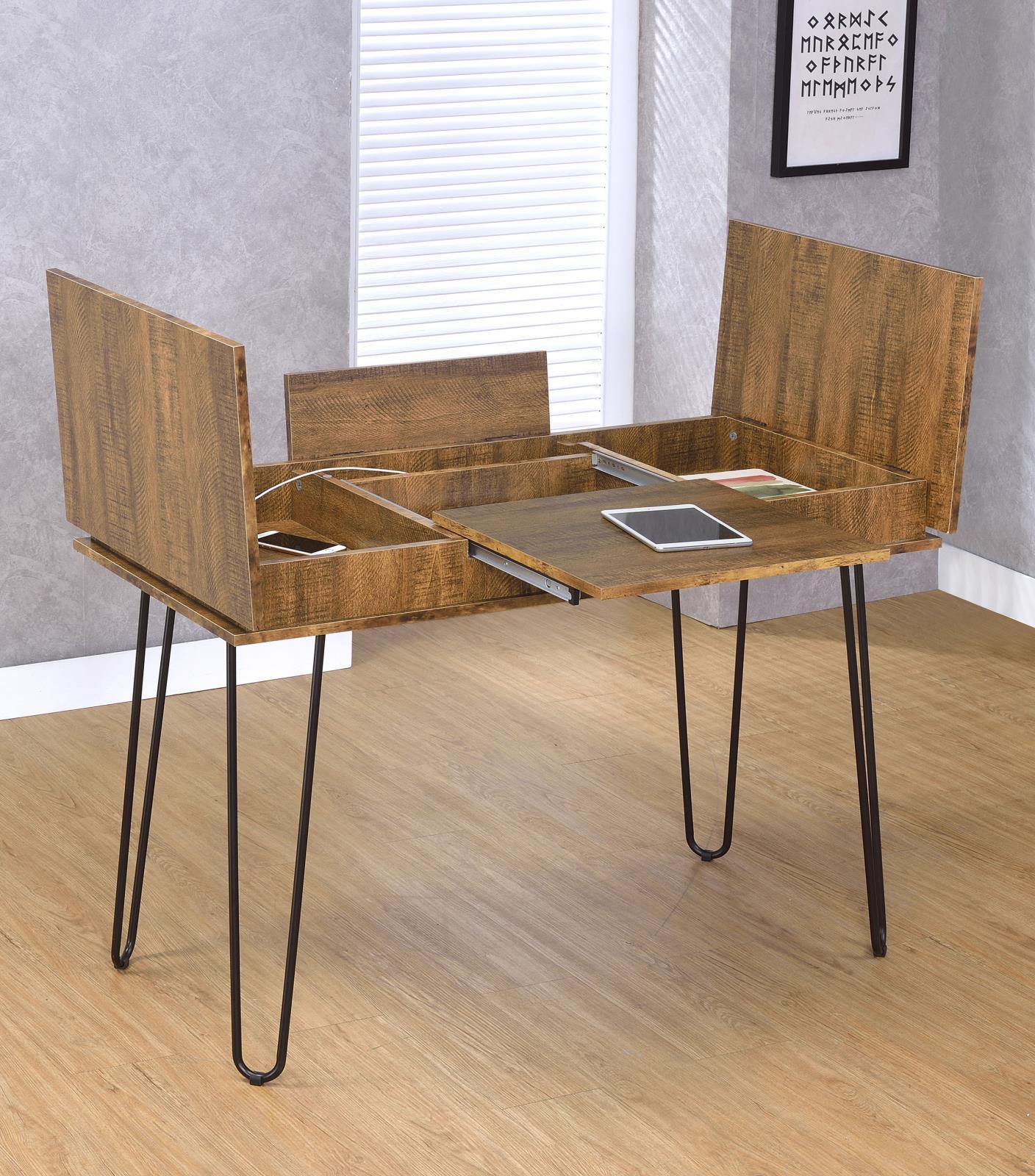 Sheeran Rustic Amber Writing Desk W Outlet - Image 2