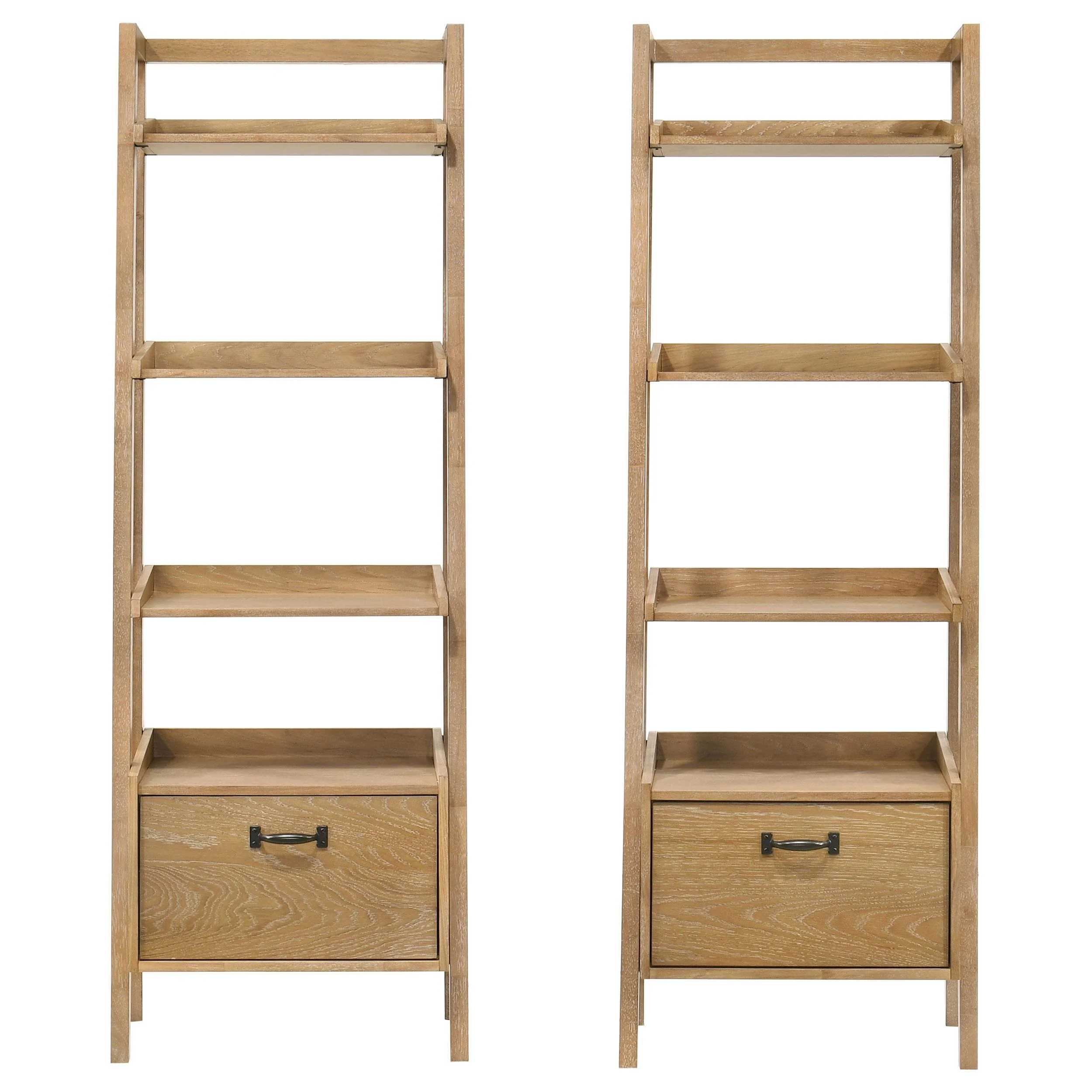 Fabian 2-piece 3-shelf Bookshelf with Drawer Distressed Light Brown - Image 2