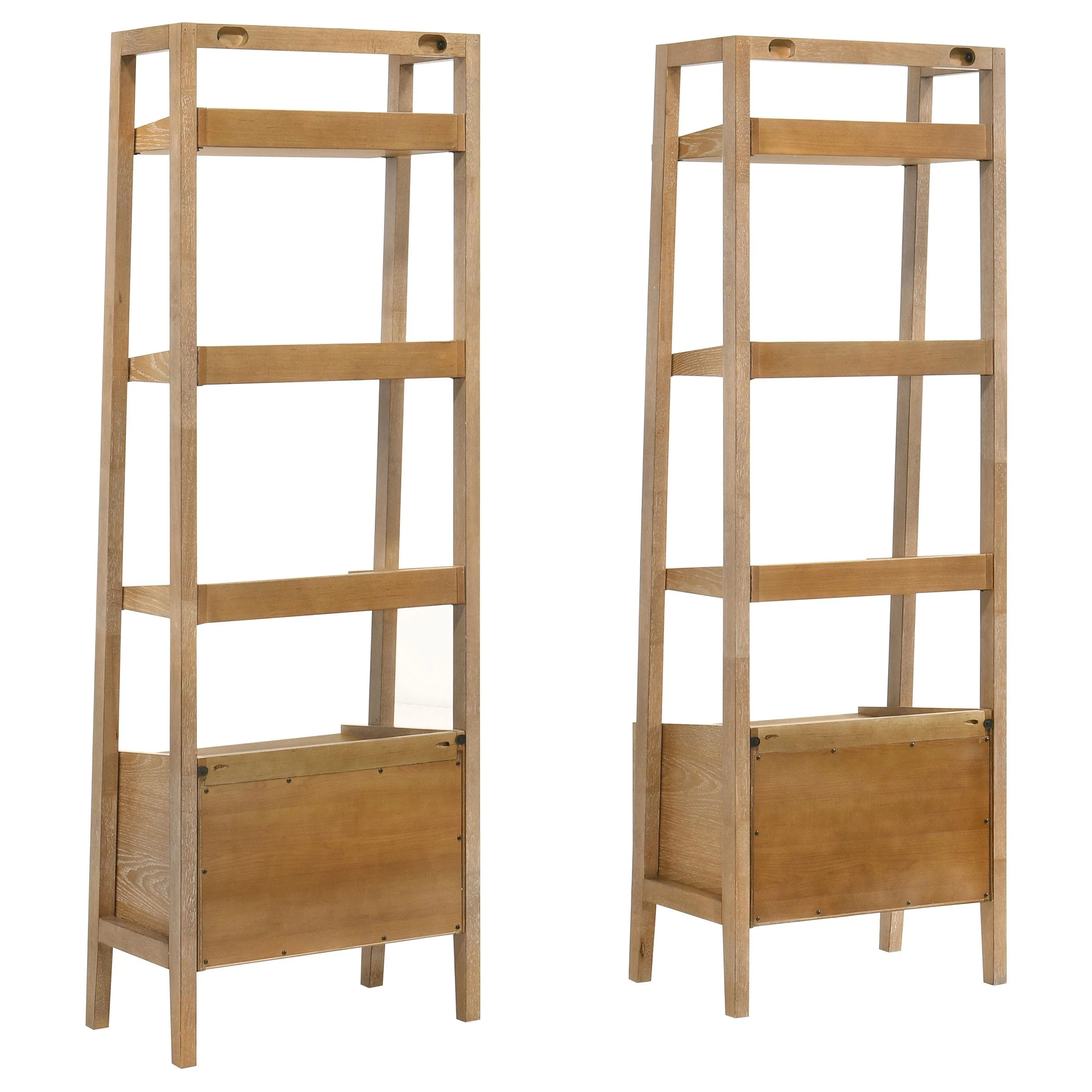 Fabian 2-piece 3-shelf Bookshelf with Drawer Distressed Light Brown - Image 3