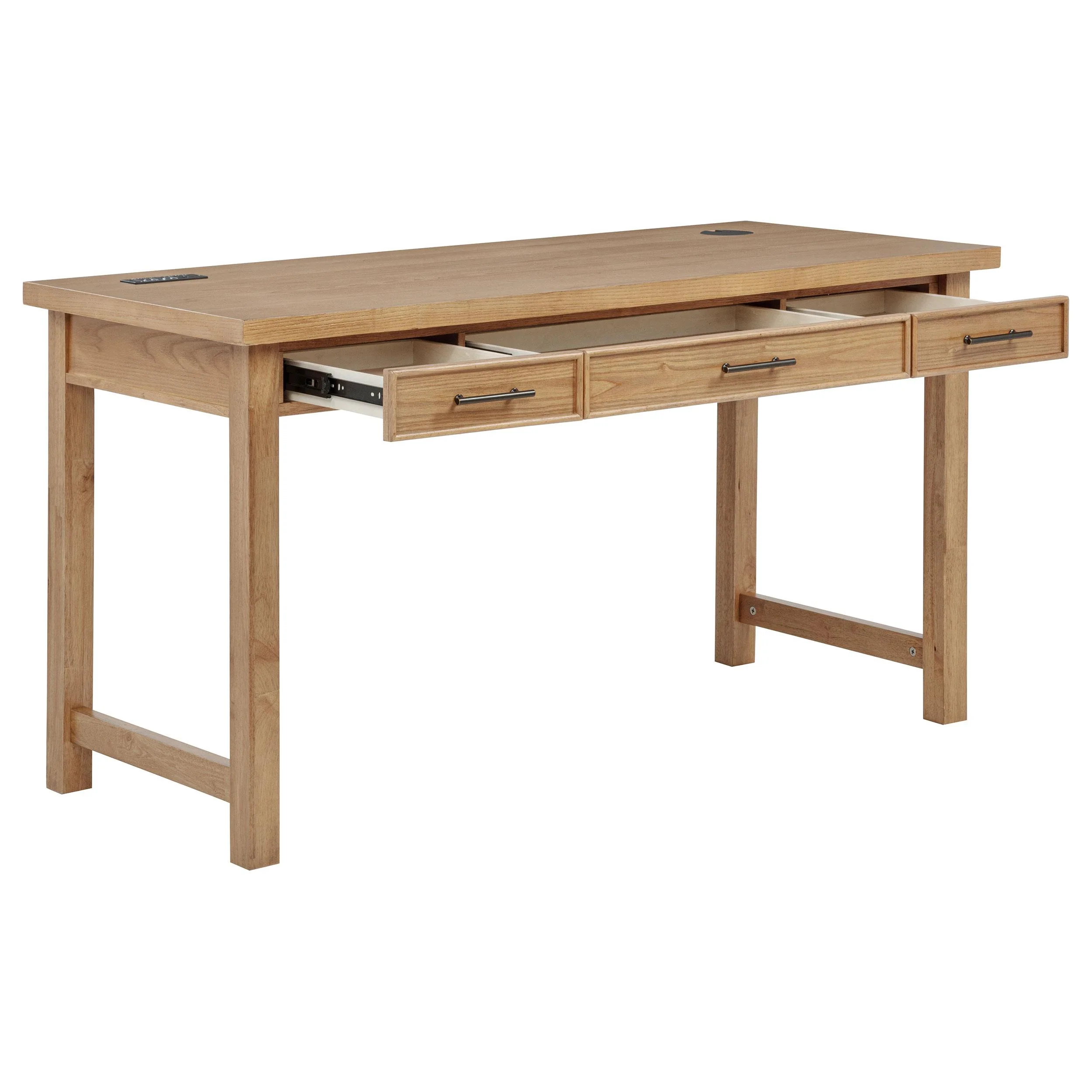 Vermes 55-inch 3-drawer Writing Desk with Power Outlet Light Ash - Image 2