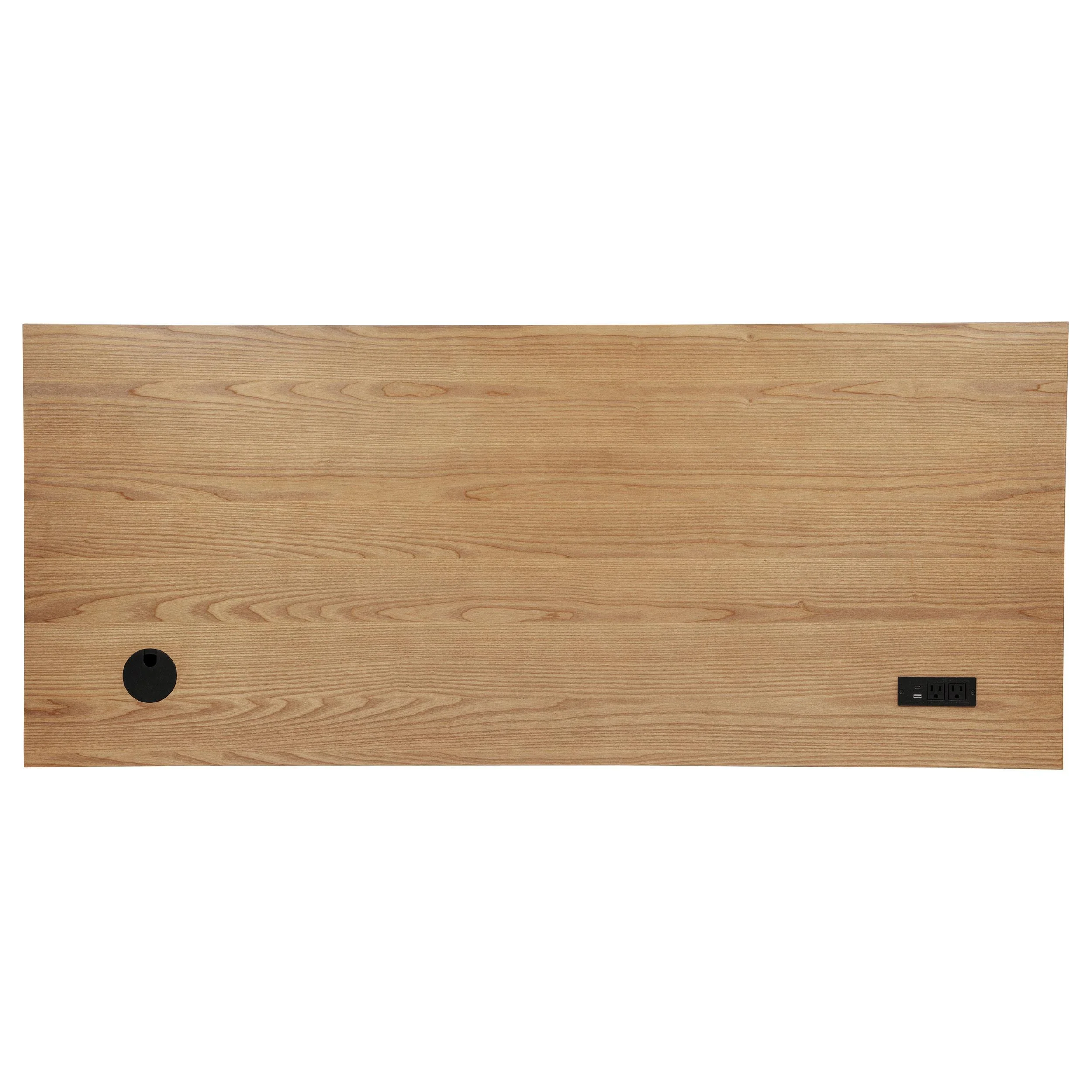 Vermes 66-inch 7-drawer Computer Desk with Power Outlet Light Ash - Image 3