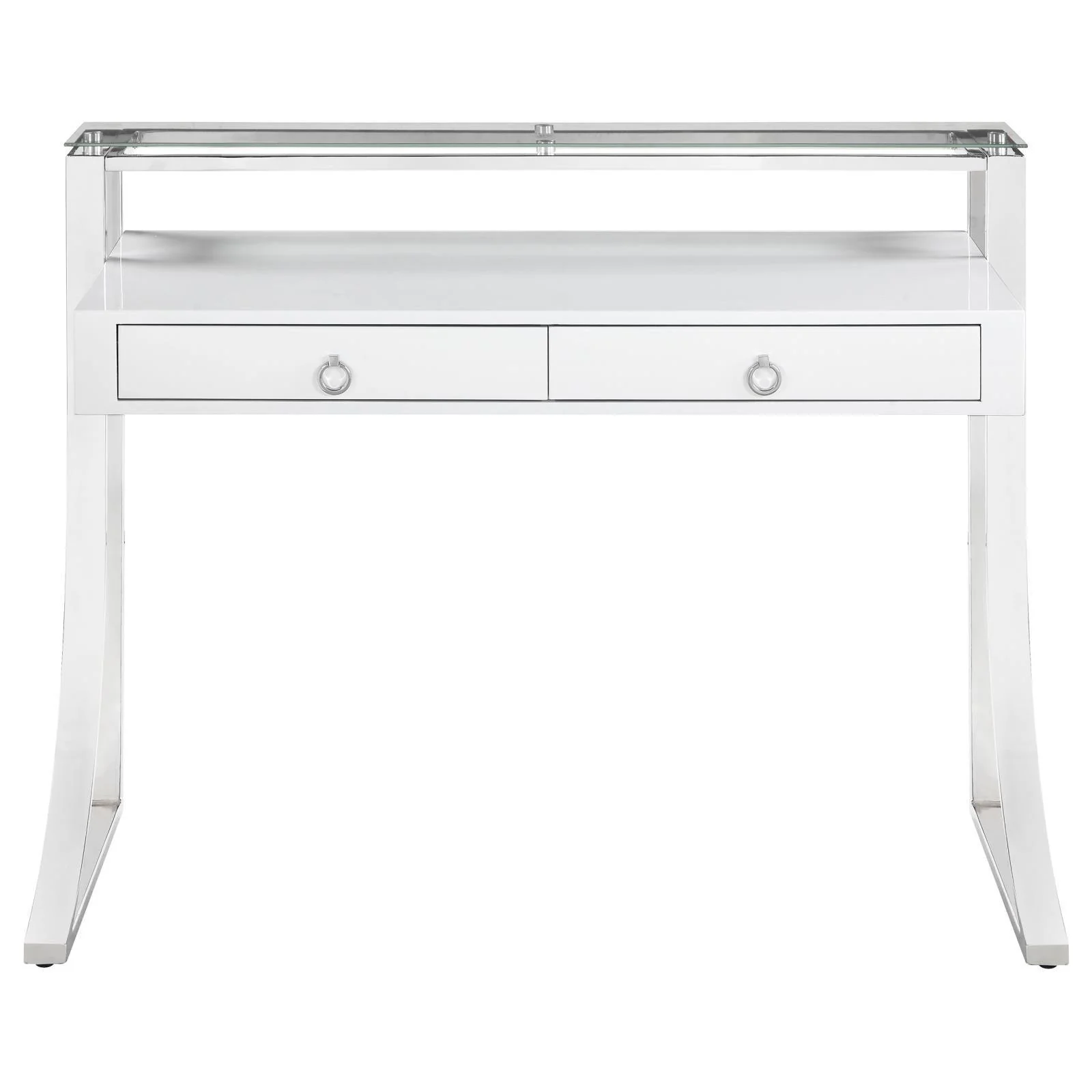 Gemma Glossy White Chrome Writing Desk - Image 3