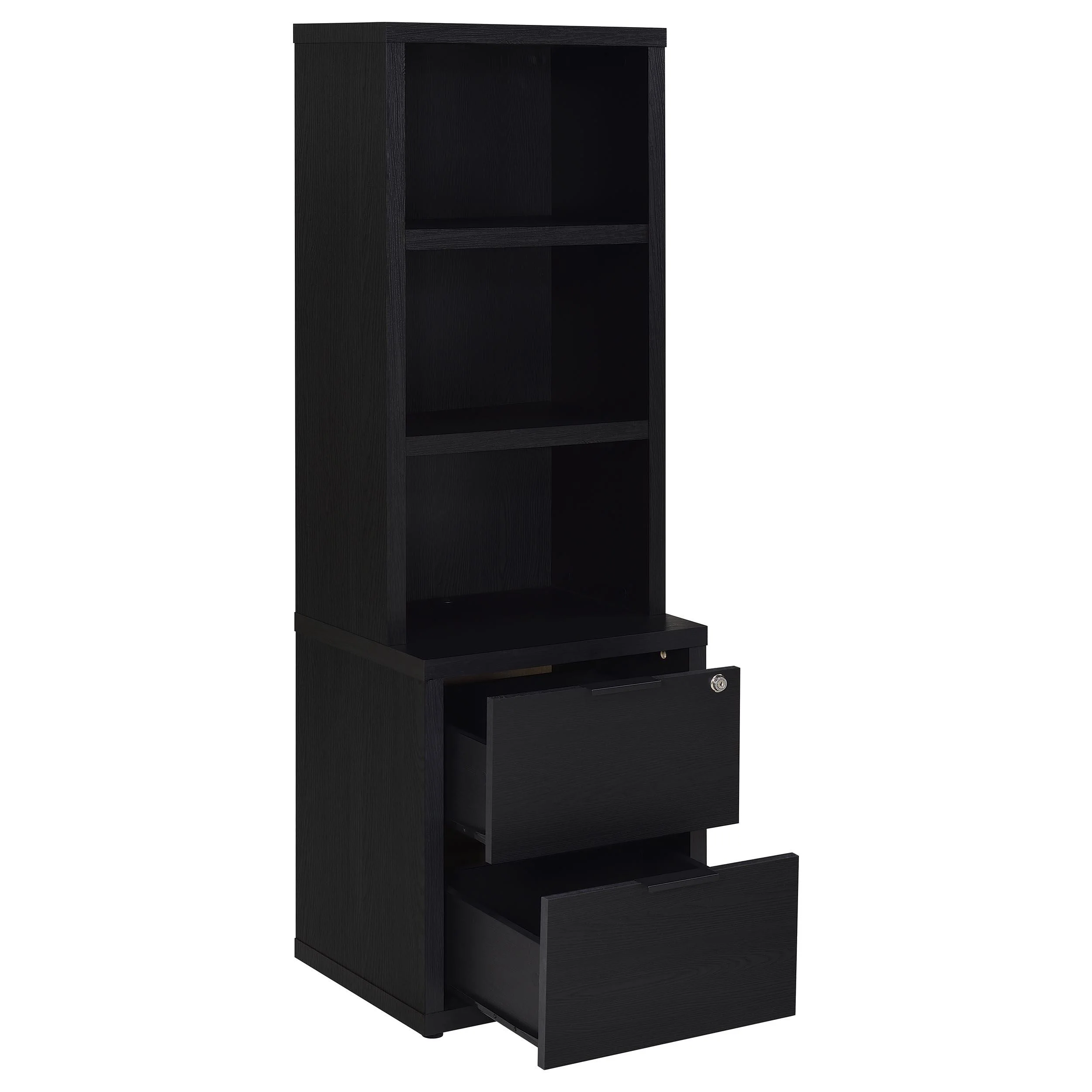 Westpark 3-shelf Bookcase USB and Lockable Drawer Black - Image 3
