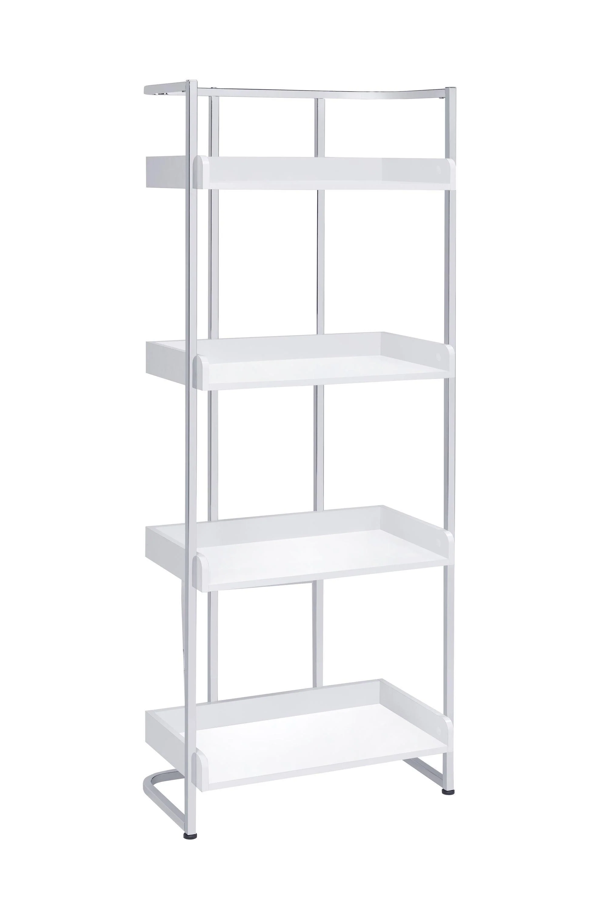 Ember 4 Shelf Bookcase White High Gloss Chrome - Image 3