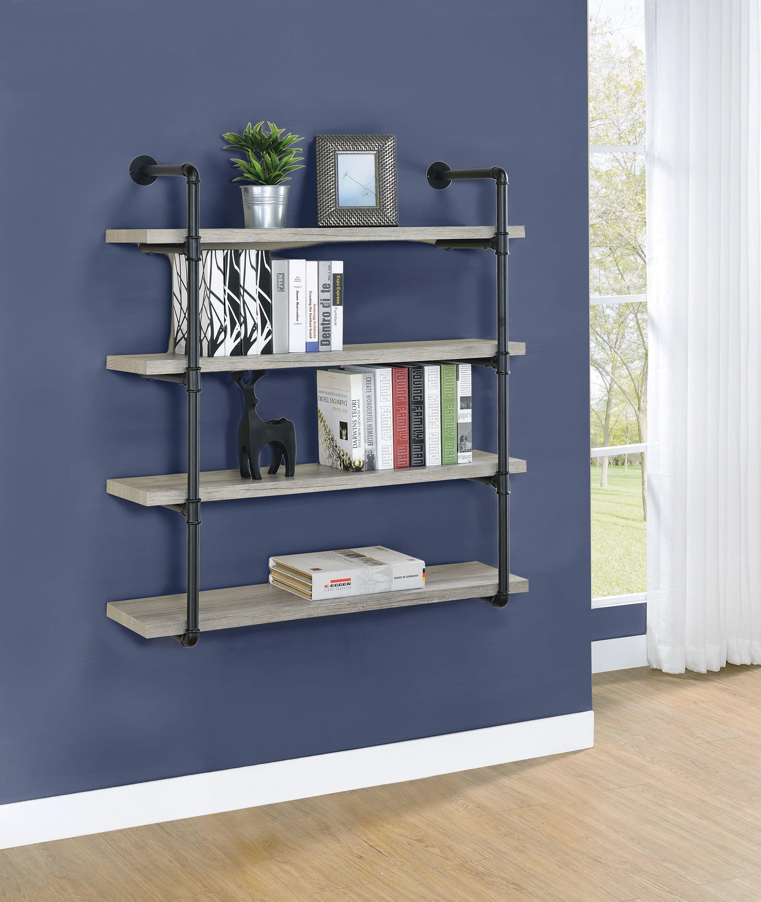 Elmcrest 24 inch Wall Shelf Black Gray Driftwood - Image 2