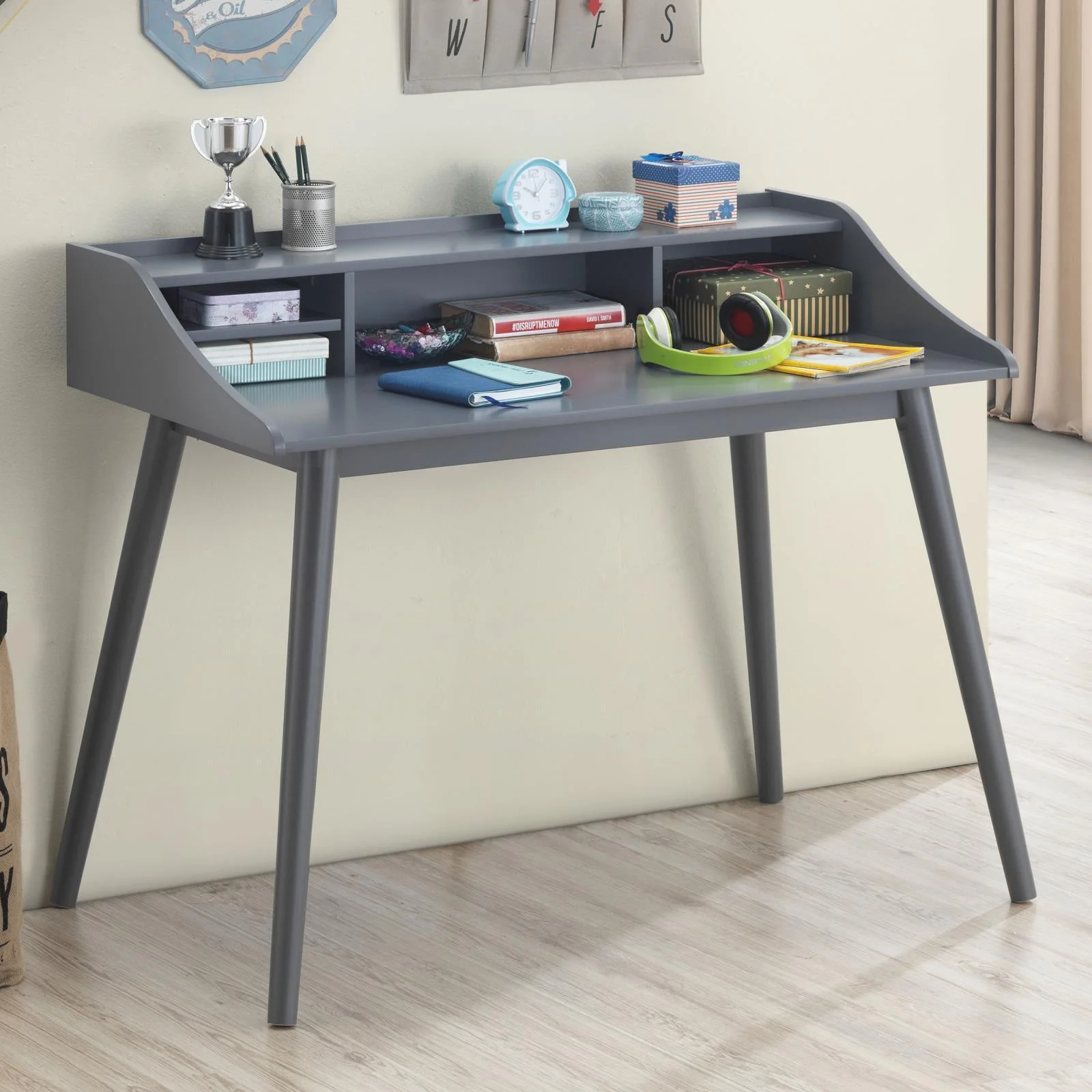 Percy Dark Gray Writing Desk - Image 1