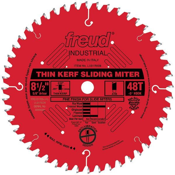 LU91R008 Sliding Compound Miter Saw Blade 8-1/2" x 5/8" Bore x 48 Tooth ATB - Image 1