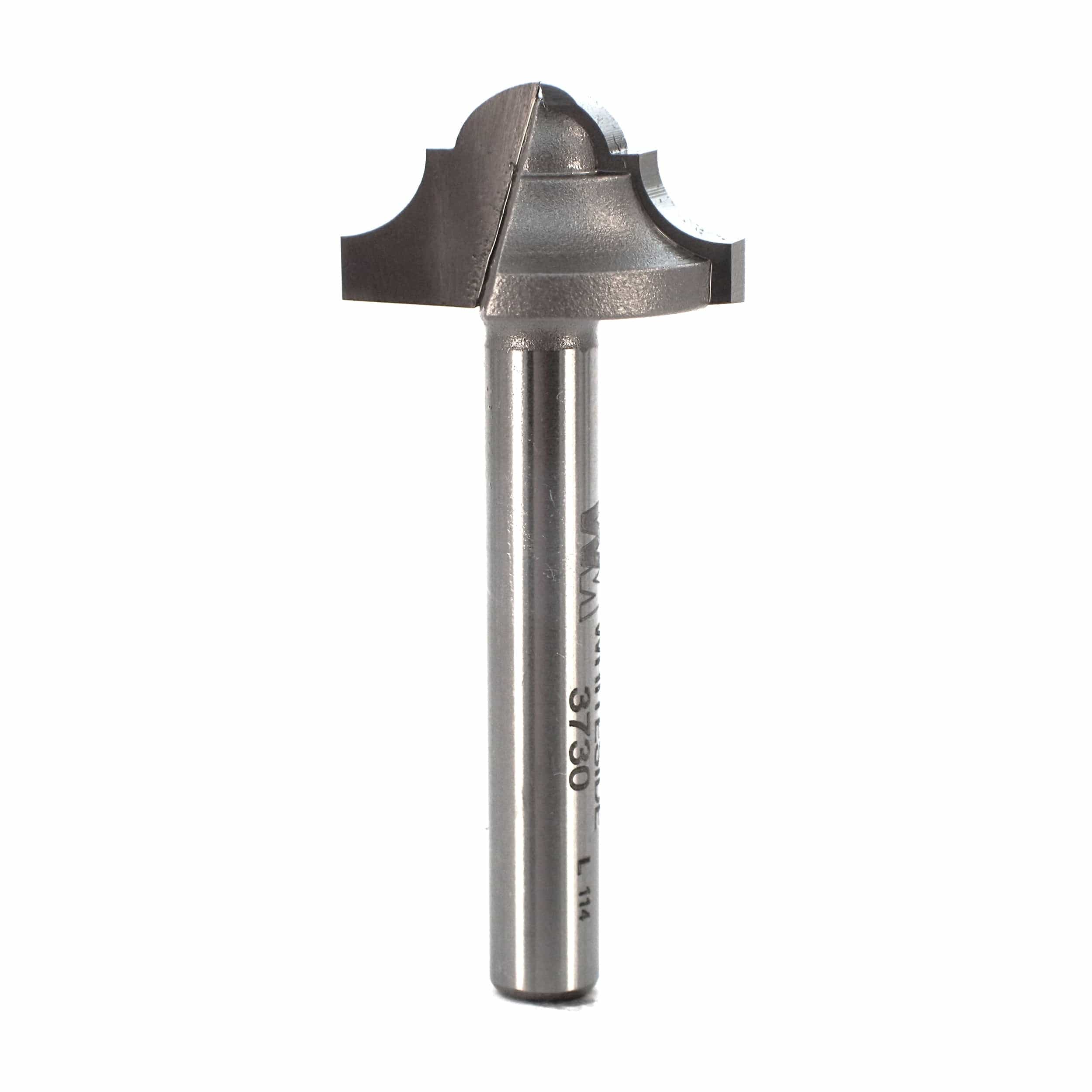 3730 Classical Round Bottom Router Bit 1/4" SH 3/16" R 7/8" D X 1/2" CL X 2" OL - Image 1