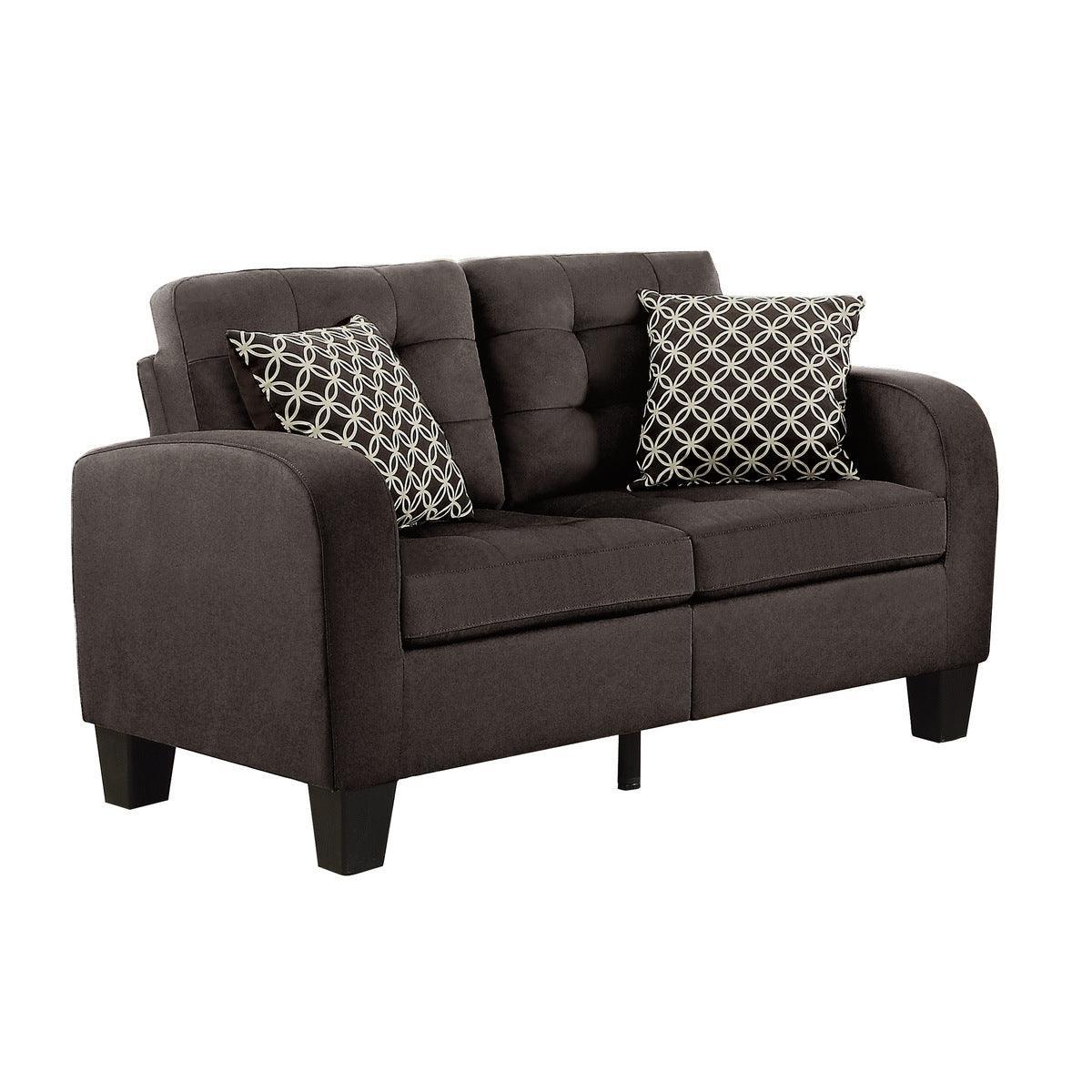 Sinclair Chocolate Fabric Tufted Loveseat - Image 2
