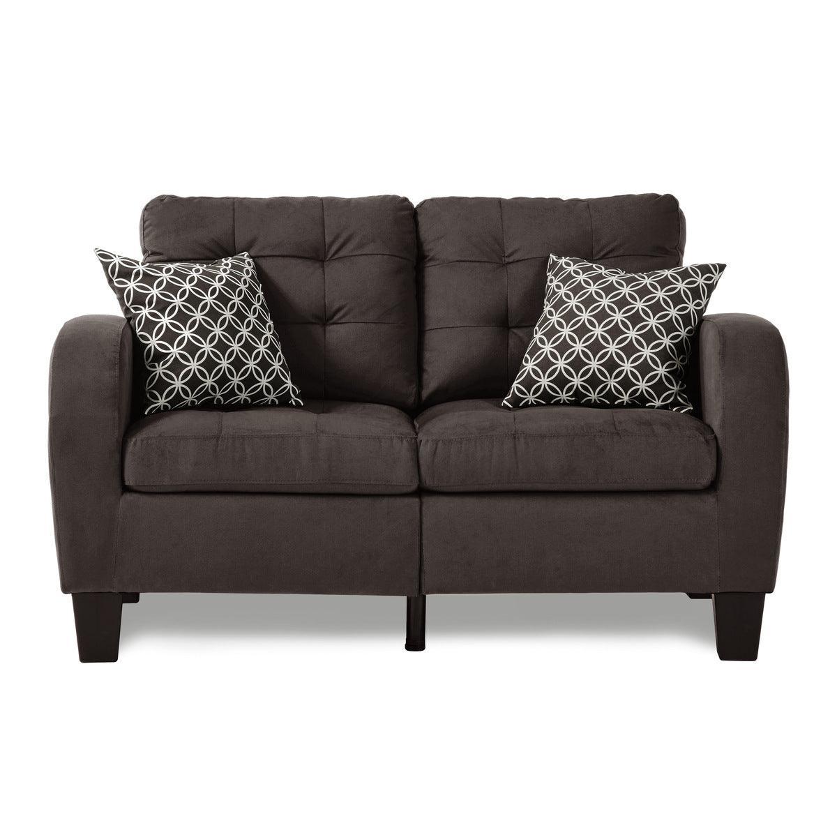 Sinclair Chocolate Fabric Tufted Loveseat - Image 1