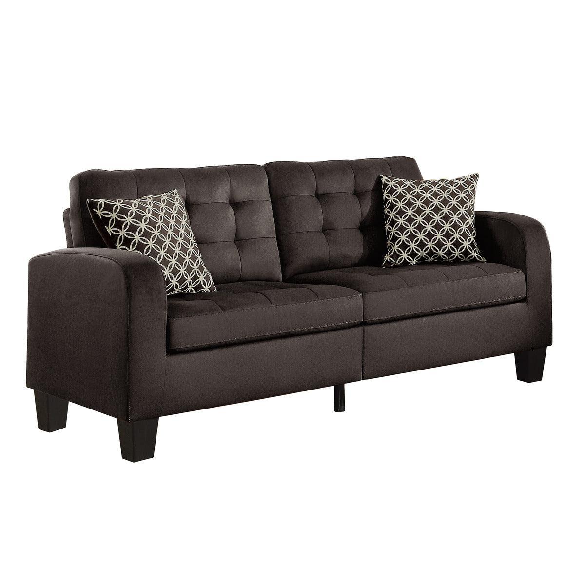 Sinclair Chocolate Fabric Tufted Sofa - Image 2
