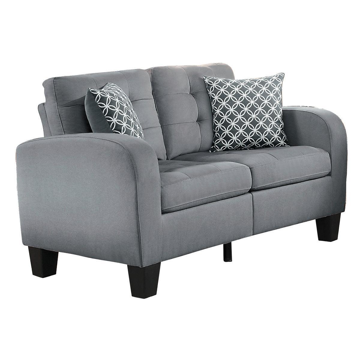 Sinclair Gray Fabric Tufted Loveseat - Image 2