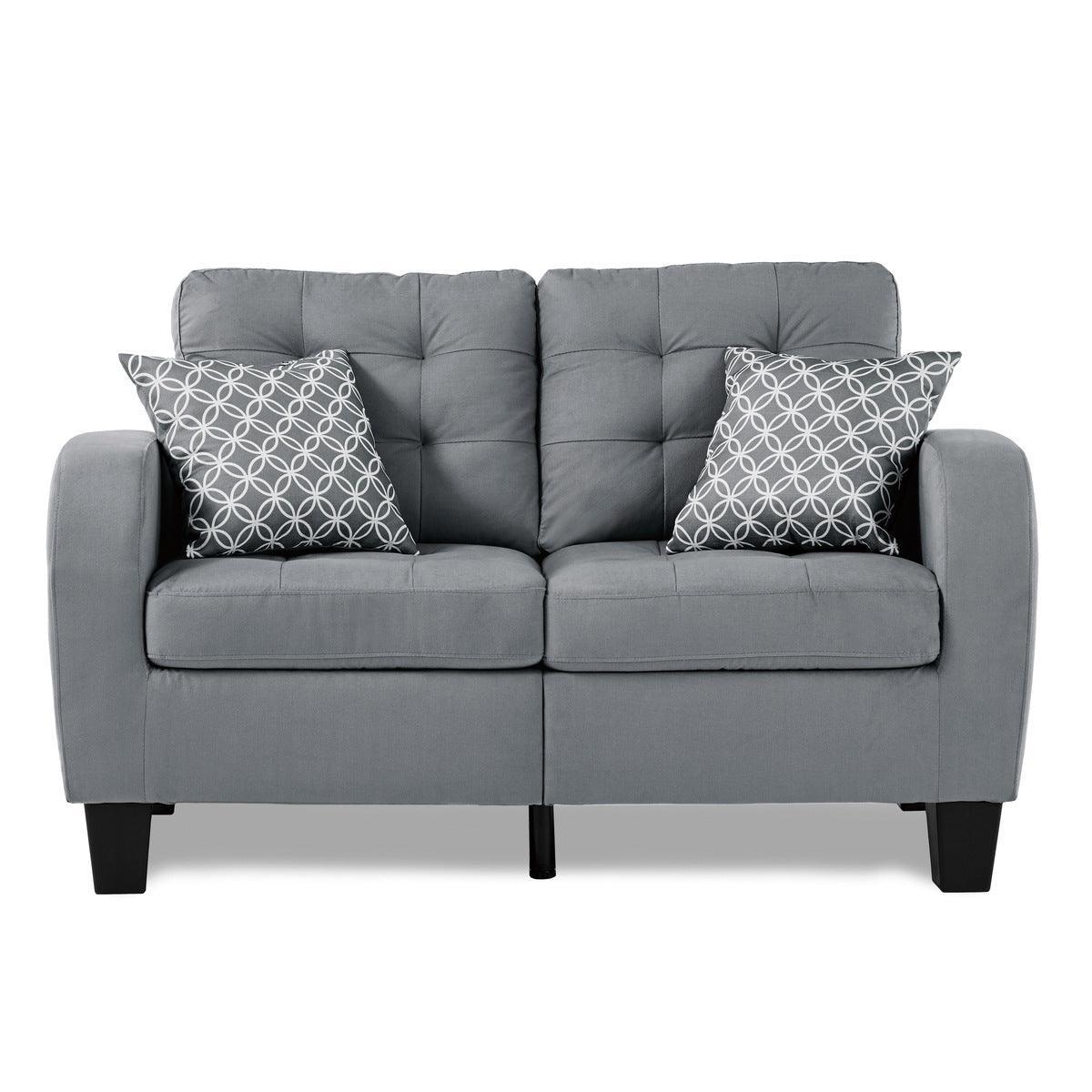 Sinclair Gray Fabric Tufted Loveseat - Image 1