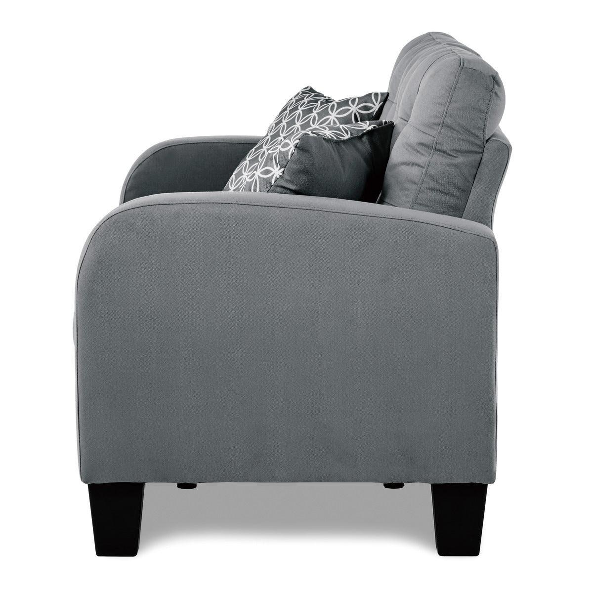 Sinclair Gray Fabric Tufted Loveseat - Image 3