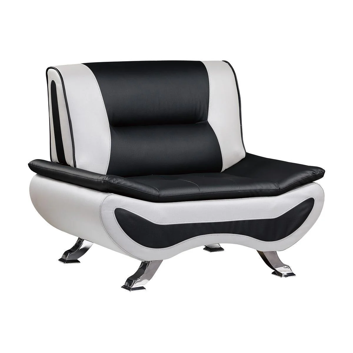 Veloce Black White Faux Leather Chair - Image 2