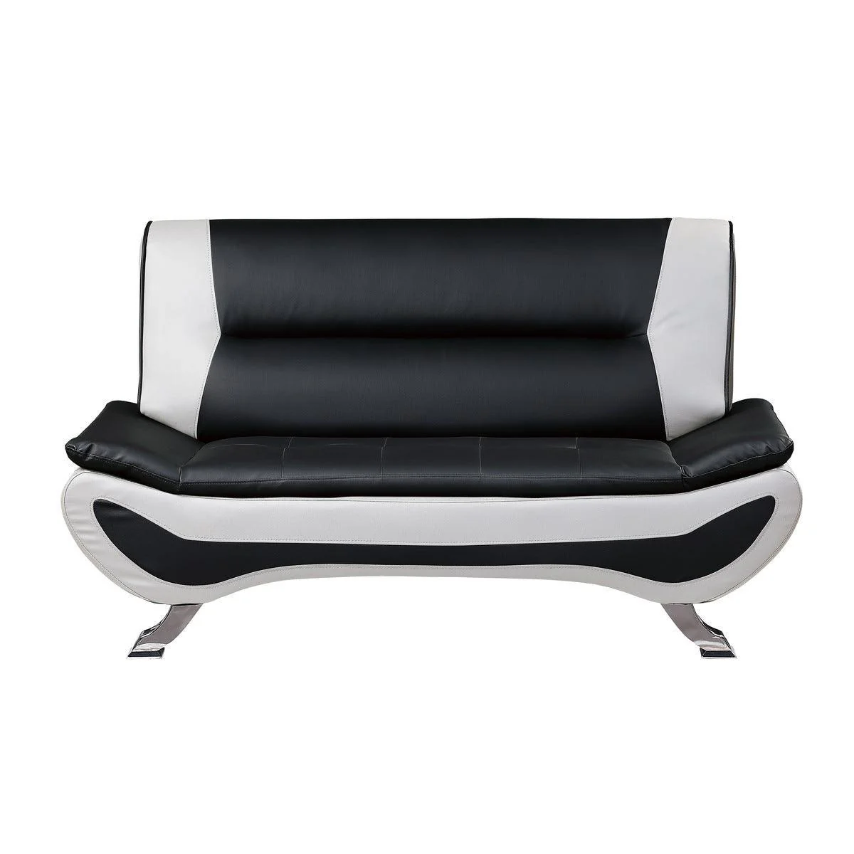 Veloce Black White Faux Leather Love Seat - Image 1